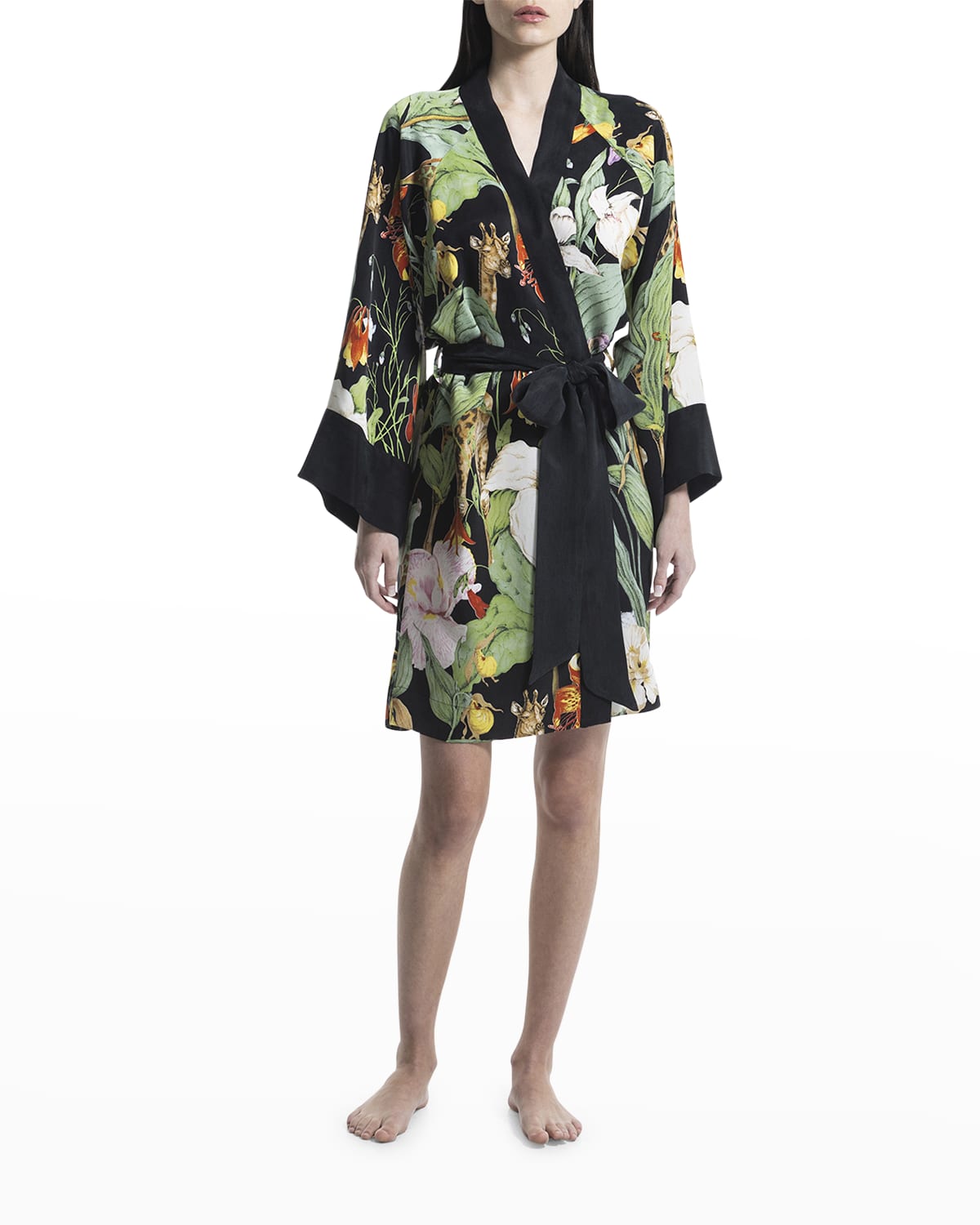 niLuu Printed Vegan Silk Kimono Robe Neiman Marcus
