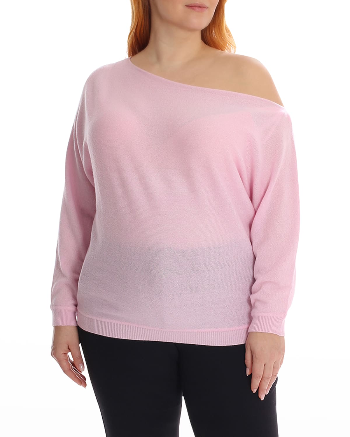 Minnie Rose Plus Plus Size Cashmere Off-Shoulder Sweater | Neiman Marcus