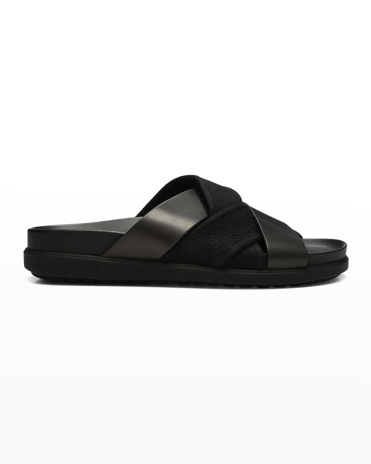 Donald J. Pliner Men’s Black Leather Double-Strap Slide Sandals 81N7czZSO0L._AC_UY900_.jpg main image 3