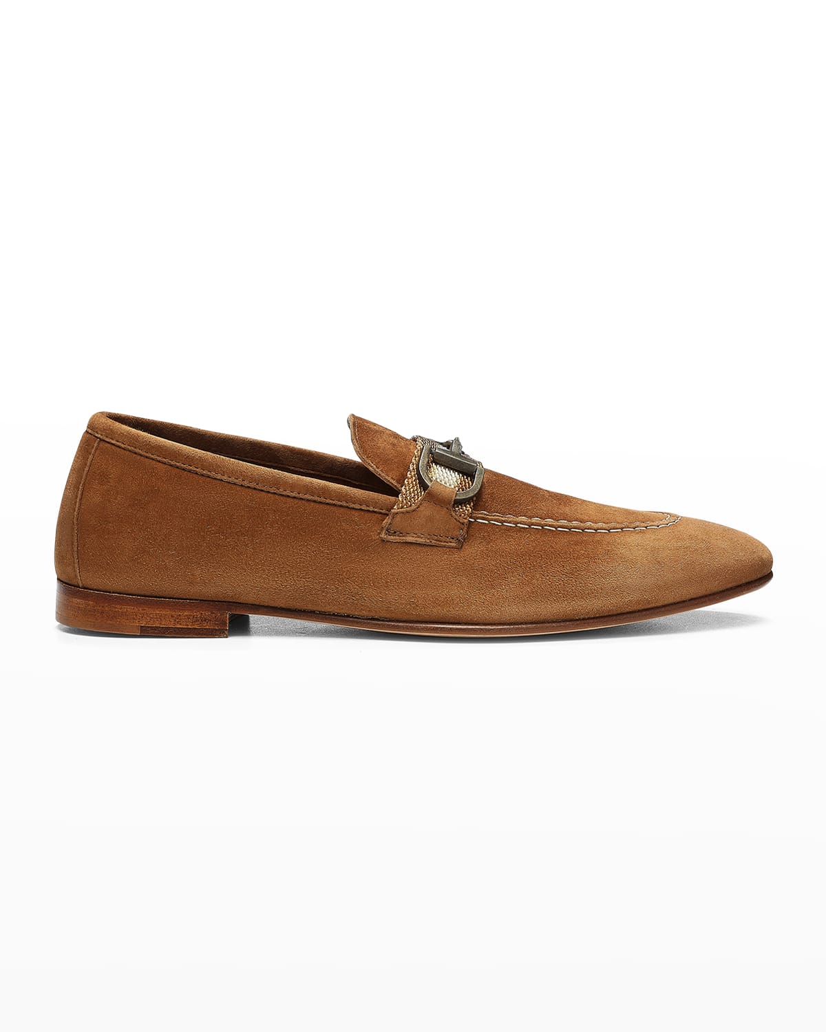 Jimmy Men's Brown Suede Penny Loafers With Diamond Cutout Strap Premium Italian Calf Leather main image 1