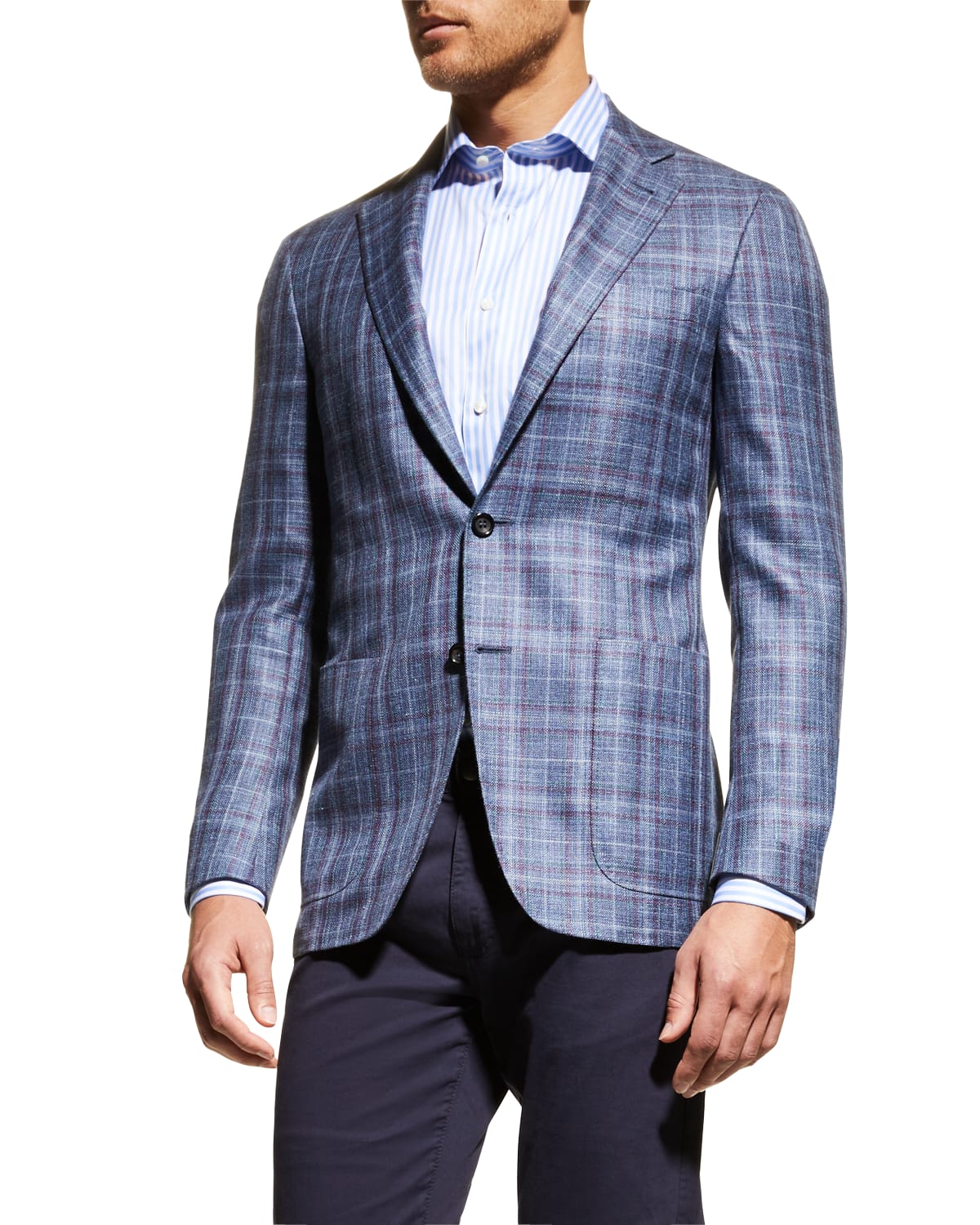 Canali Men's Plaid Super 150s Wool Sport Jacket | Neiman Marcus