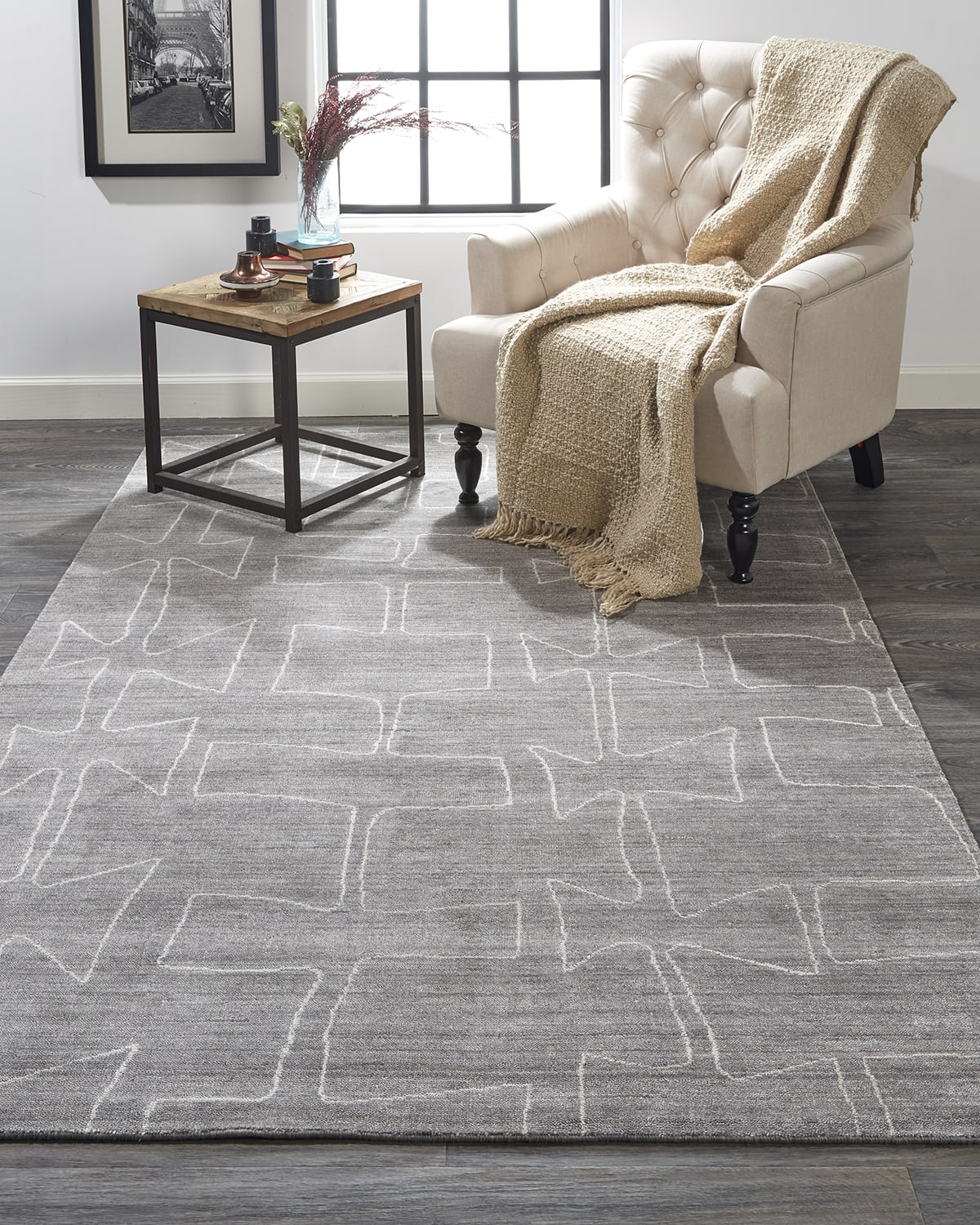 Weave & Wander Miska Modern Abstract Minimalist Rug, 5' x 8' Neiman