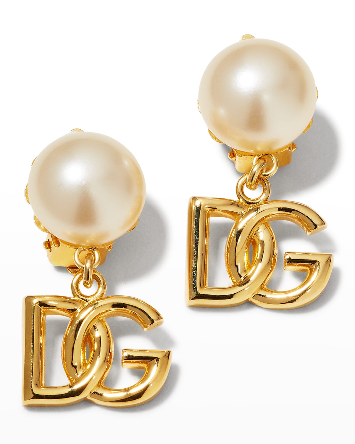 Dolce&Gabbana DG Logo and Baroque Pearly ClipOn Earrings Neiman Marcus