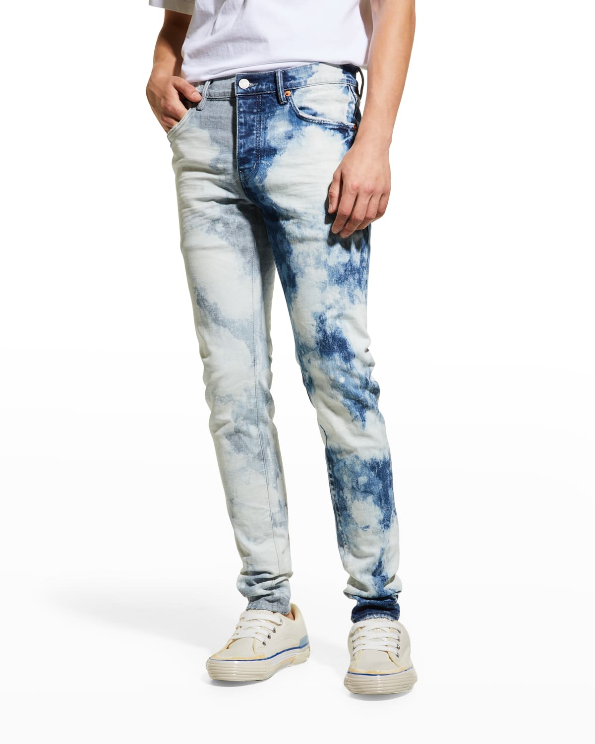 PURPLE Men's Knee-Rip Skinny Jeans | Neiman Marcus