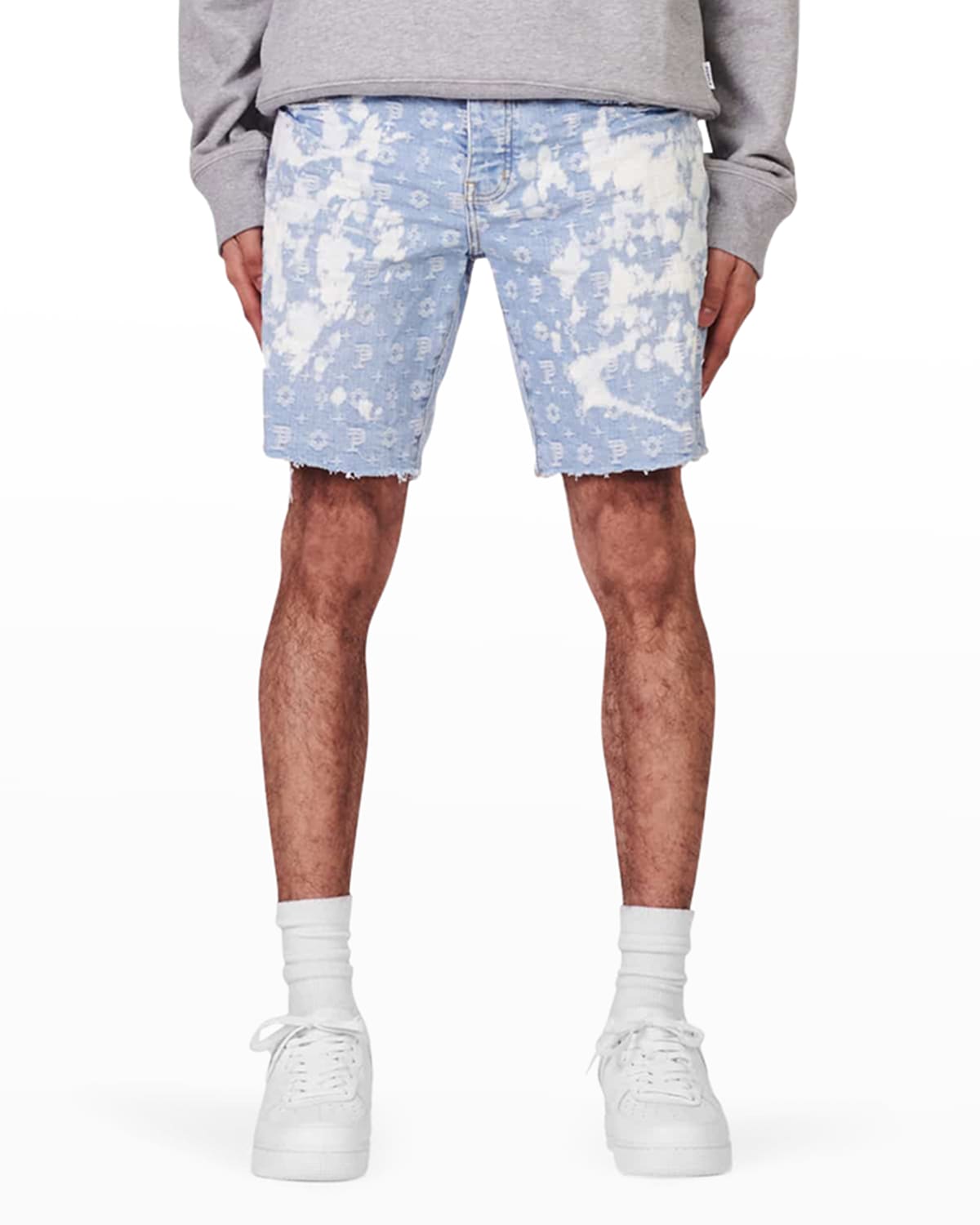 PURPLE Men's Placement TieDye Cutoff Denim Shorts Neiman Marcus