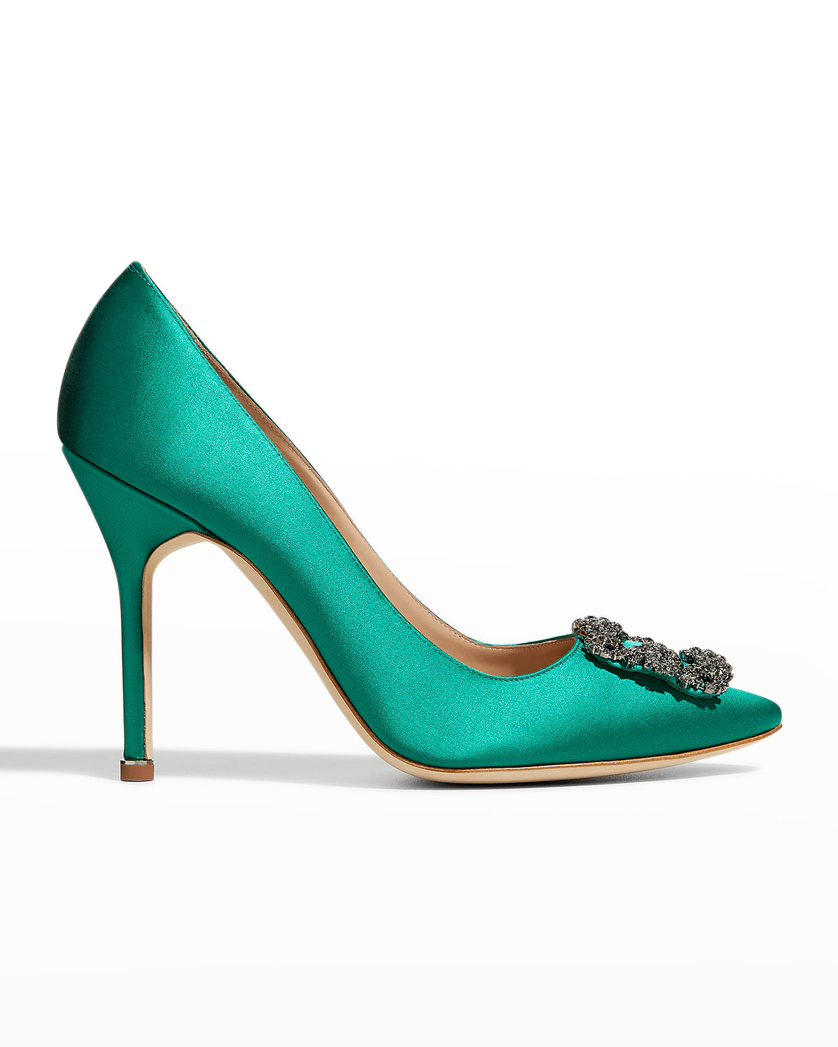 Manolo Blahnik Hangisi 105mm Crystal-Buckle Pumps | Neiman Marcus