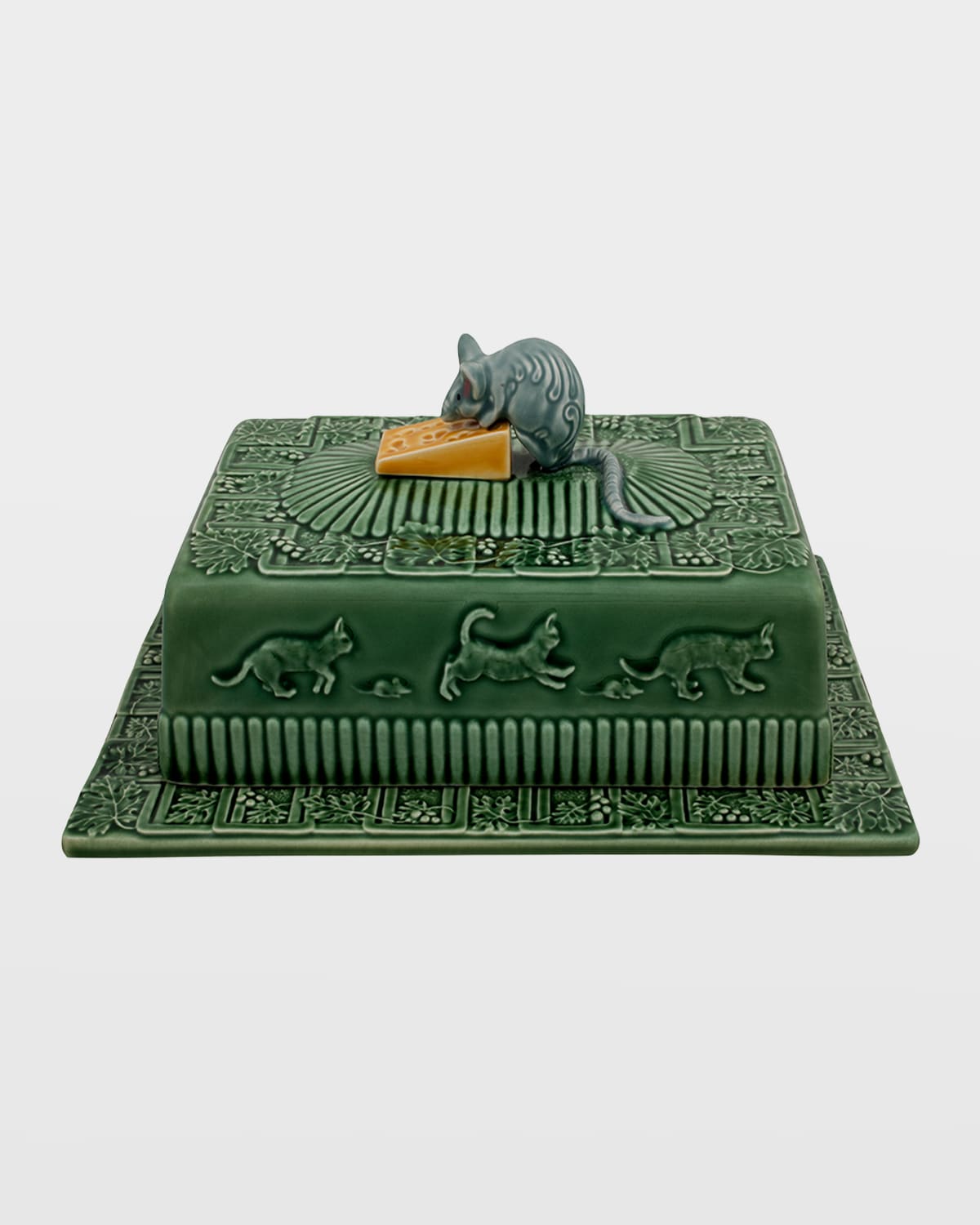 Bordallo Pinheiro Cabbage Cheese Tray with Lid, Green Neiman Marcus