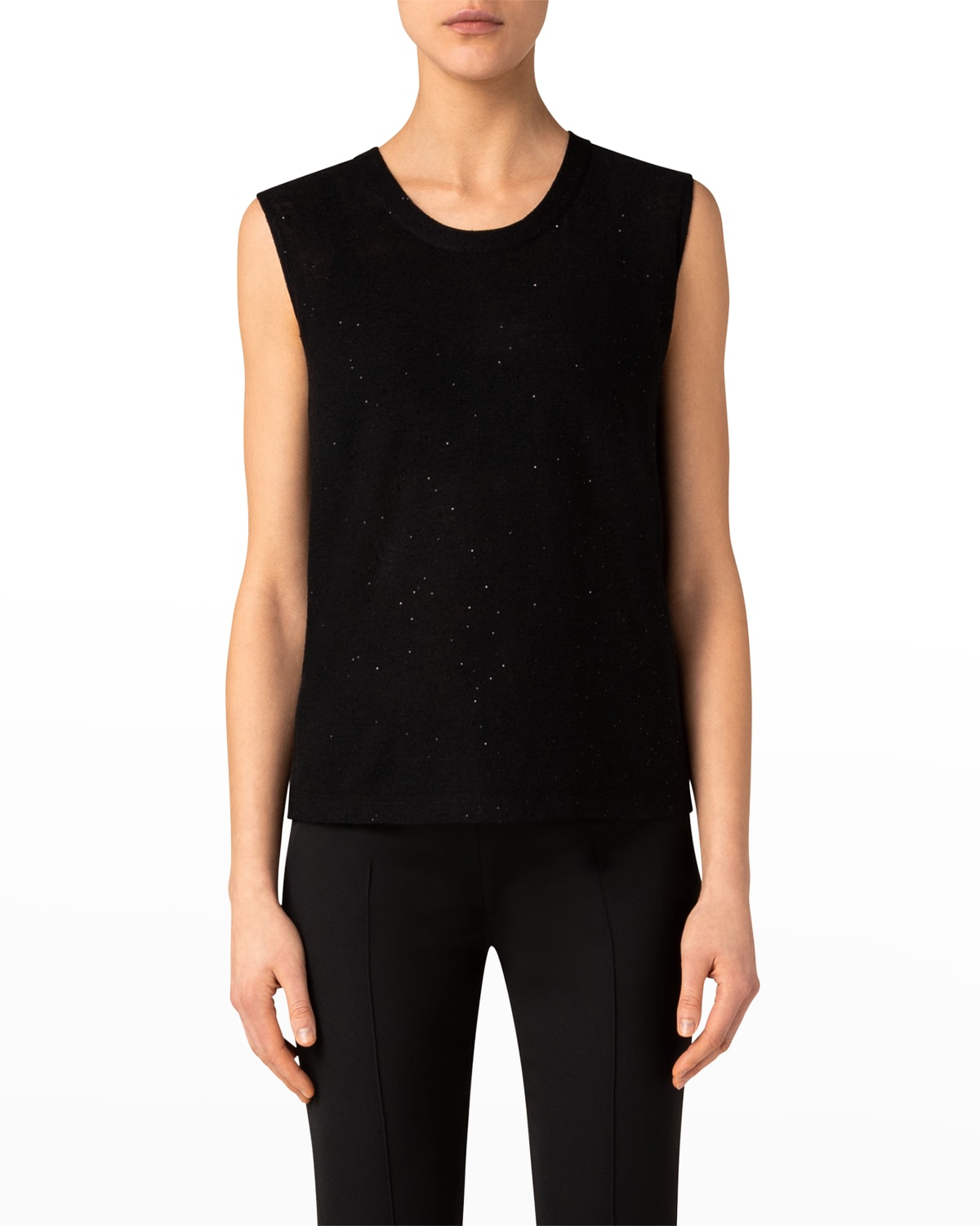 Linen Sequins Openwork Women Knit Tank Top