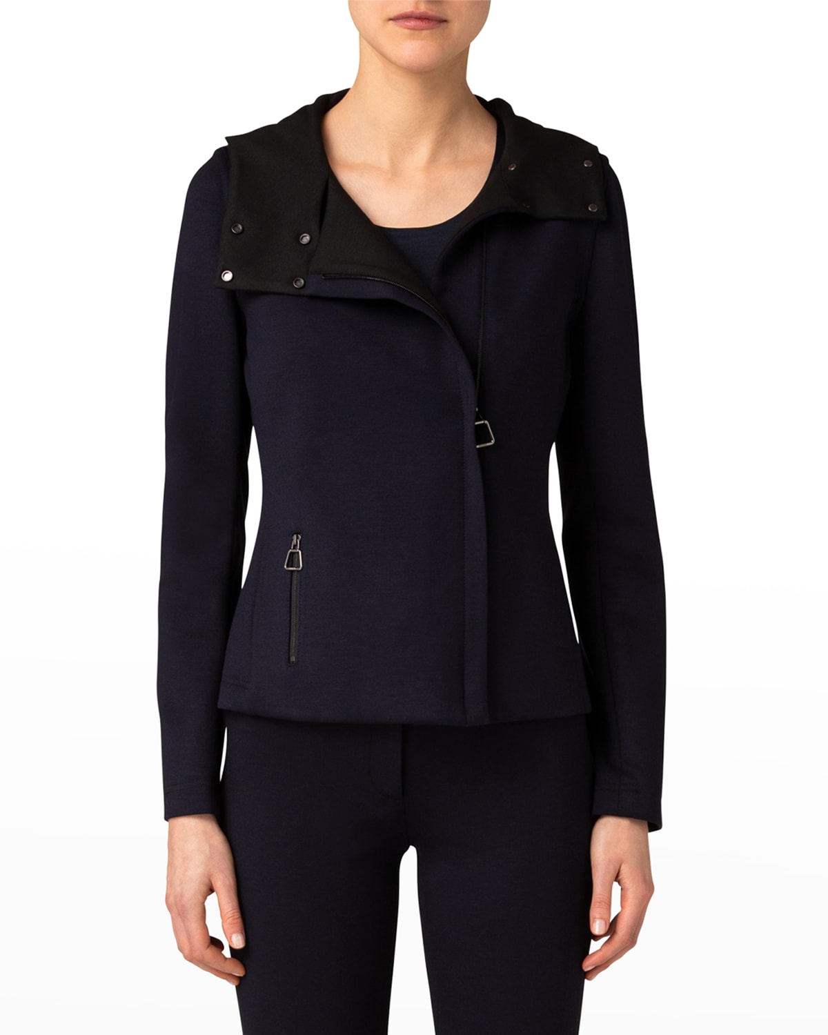 Akris punto Asymmetric 3D Dot Jersey Biker Jacket Neiman Marcus