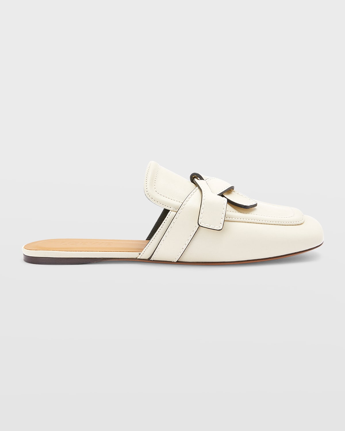 LW GATE BROWN BELTED MULE BLACK CALFSKIN