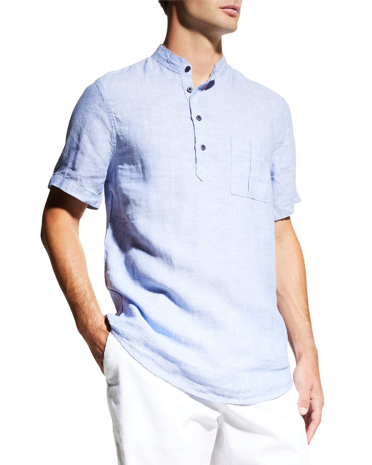 Onia Men's Henley Linen T-Shirt | Neiman Marcus
