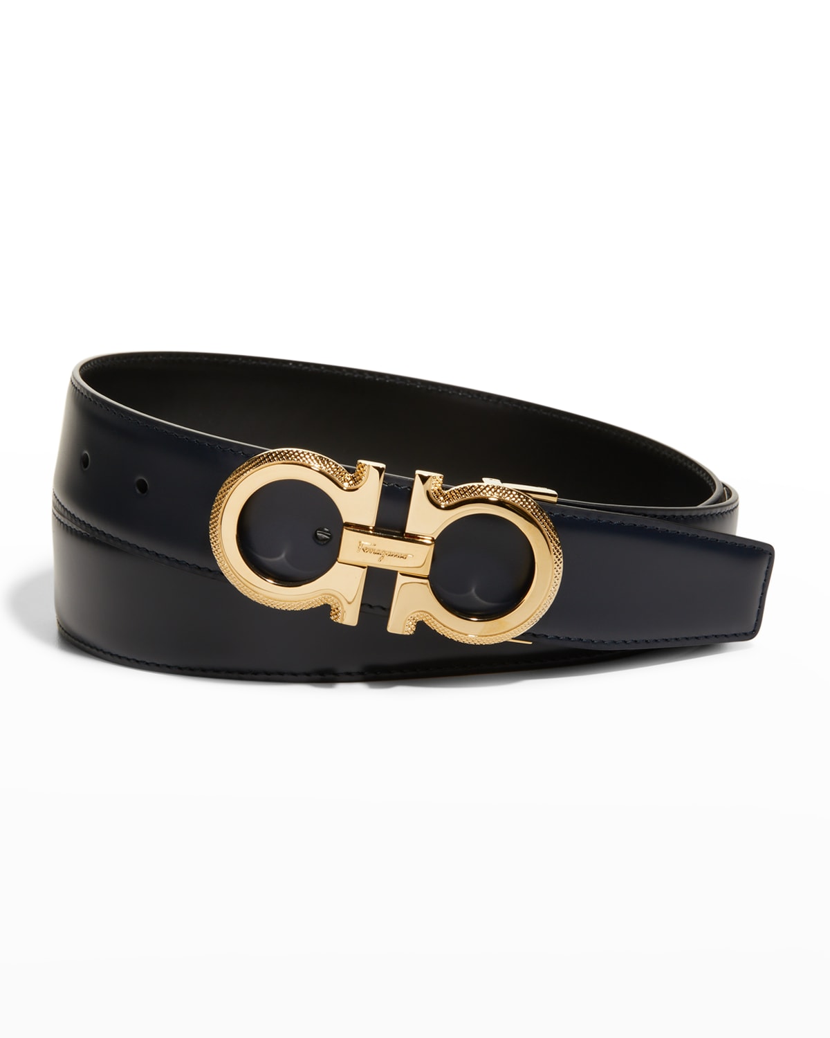 Reversible Gancini Buckle Belt in Hammered Leather main image 0