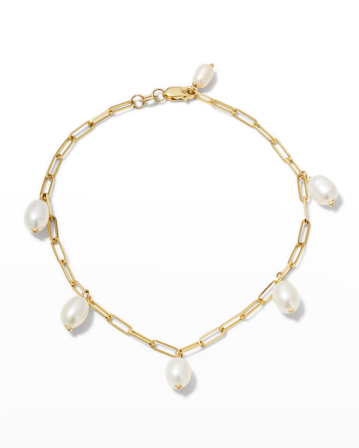 POPPY FINCH Petite Link Chain Oval Pearl Dangle Necklace | Neiman Marcus