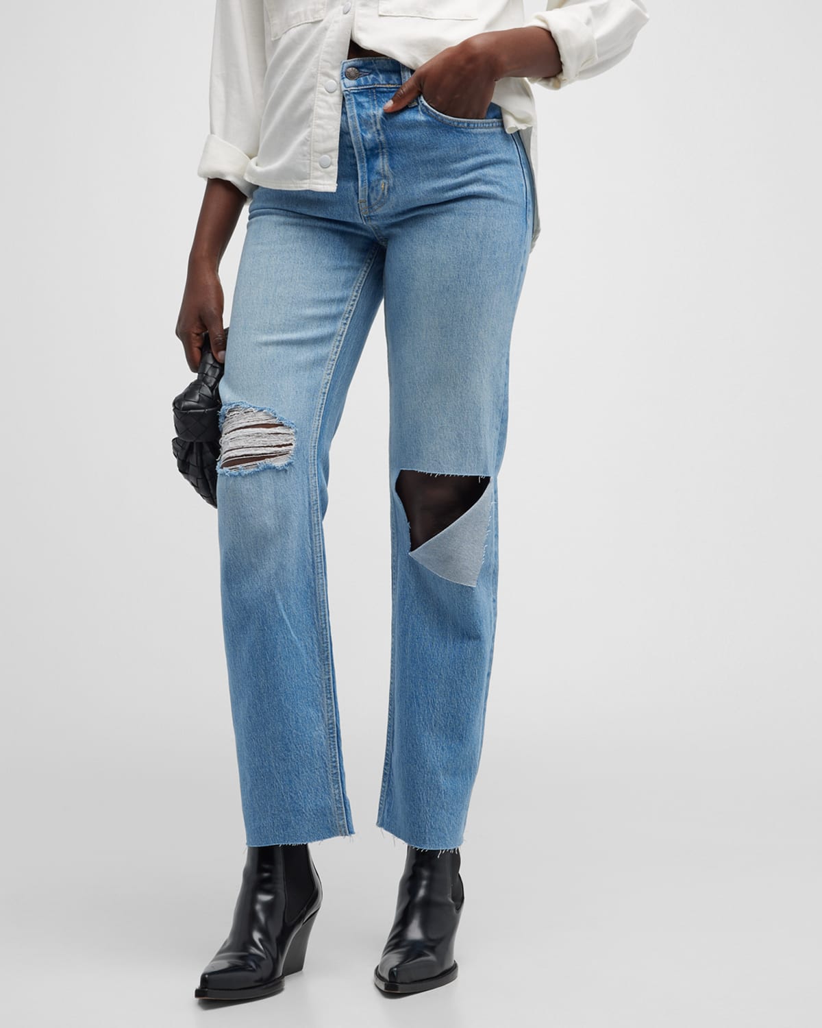 Toteme Classic Cut Straight-Leg Ankle Denim Jeans | Neiman Marcus