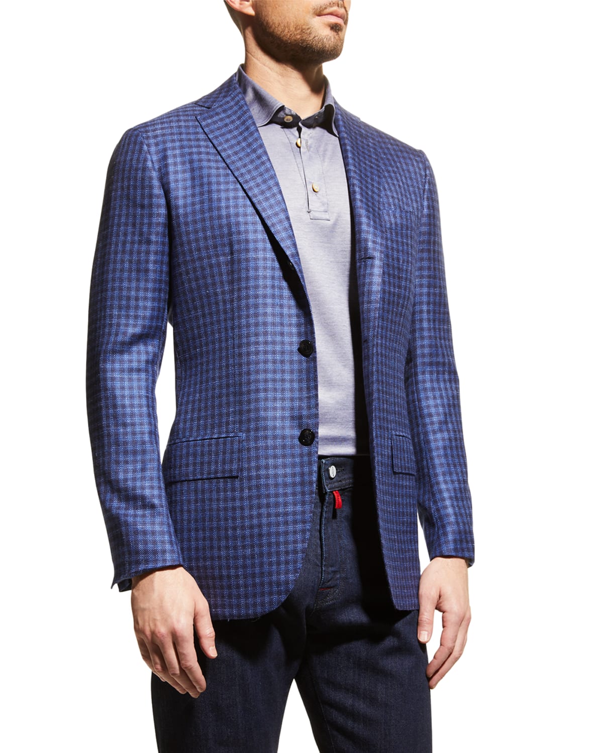 Kiton Men's Tonal Windowpane Sport Coat | Neiman Marcus