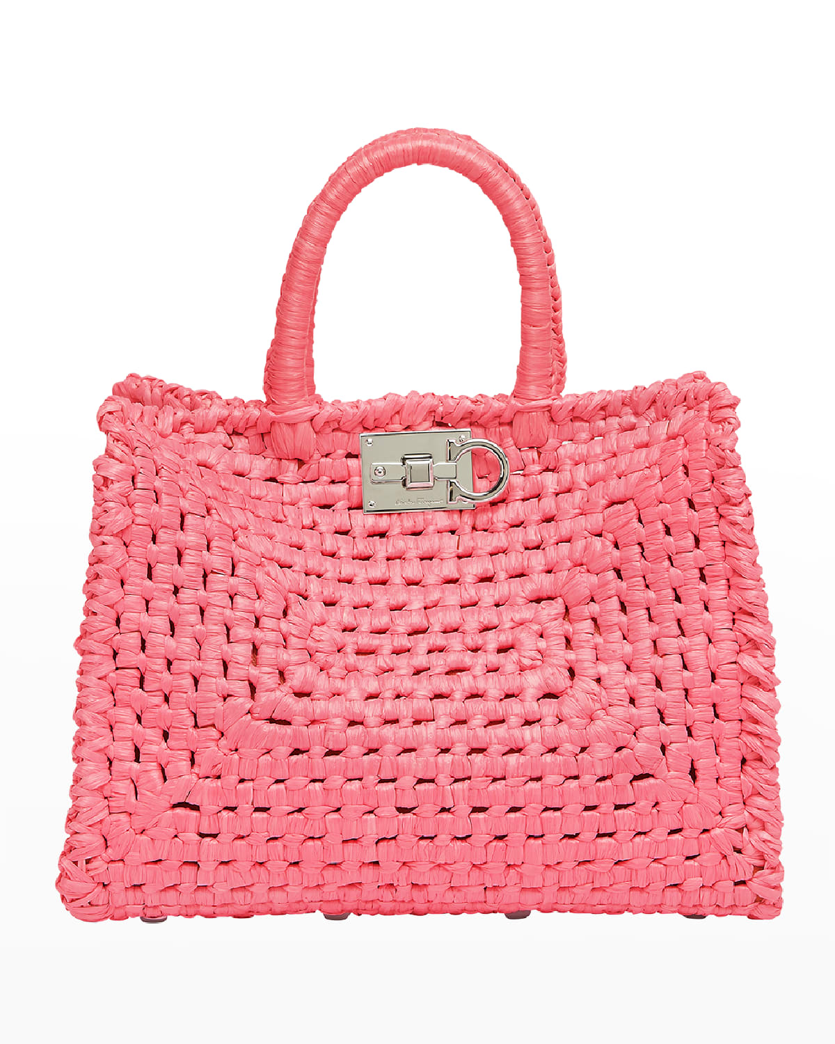 Ferragamo The Studio Basket Raffia TopHandle Bag Neiman Marcus
