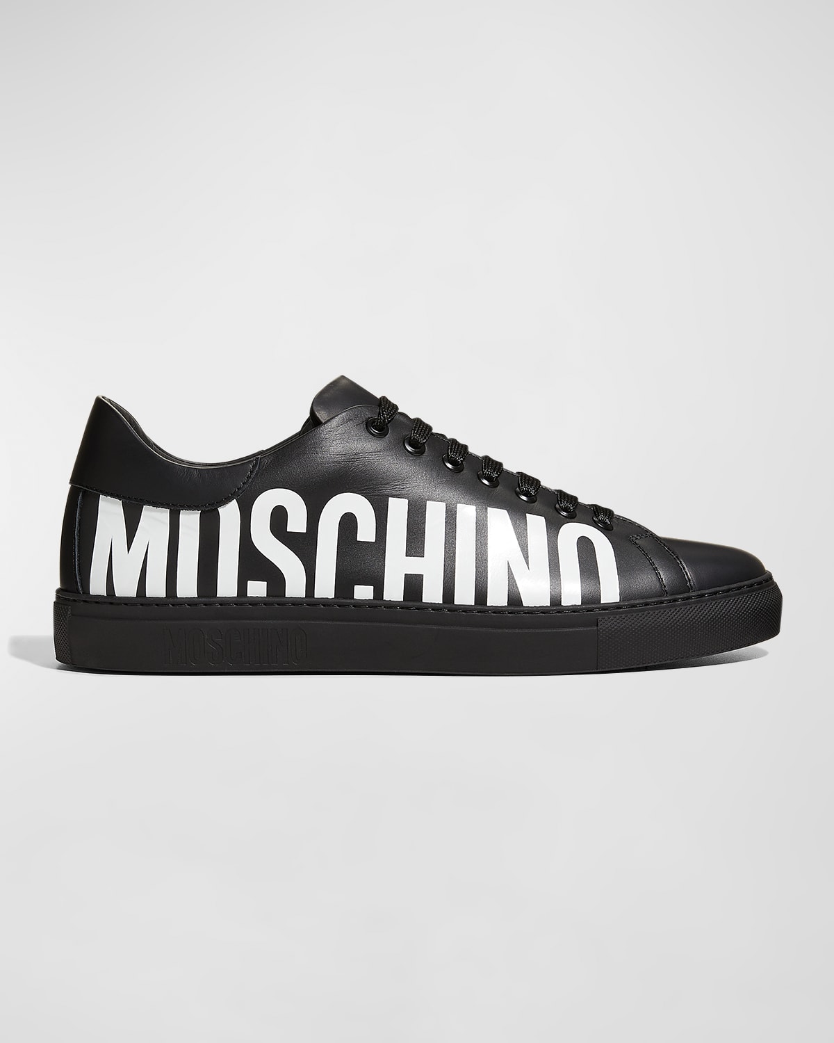 Moschino Men's Maxi-Logo Low-Top Leather Sneakers | Neiman Marcus