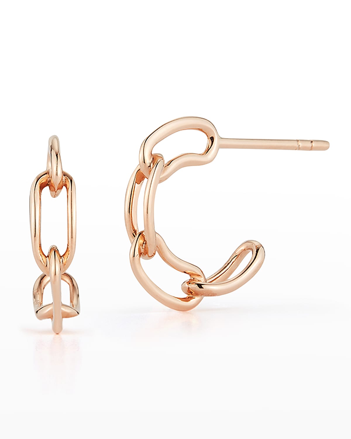 Walters Faith Saxon Rose Gold Plain Chain Link Hoop Earrings, 1.75"L