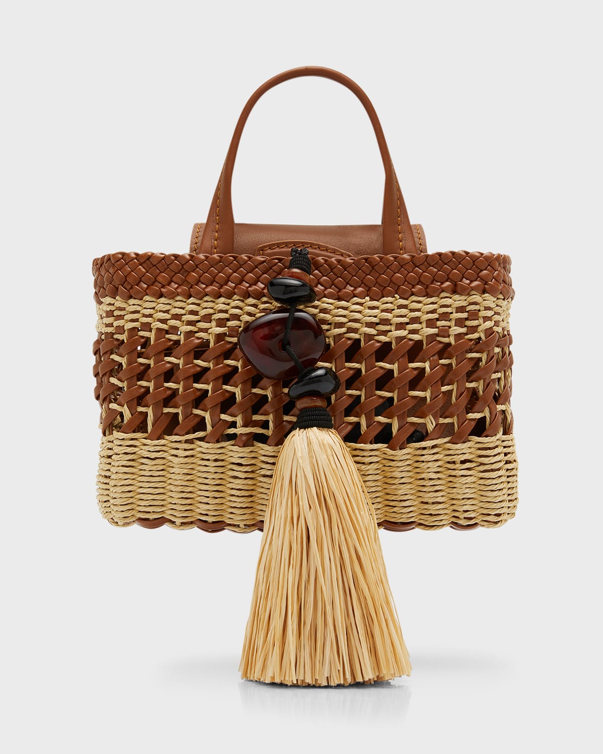 Serena Uziyel Almeria Mini Woven Raffia Shopping Tote Bag | Neiman Marcus