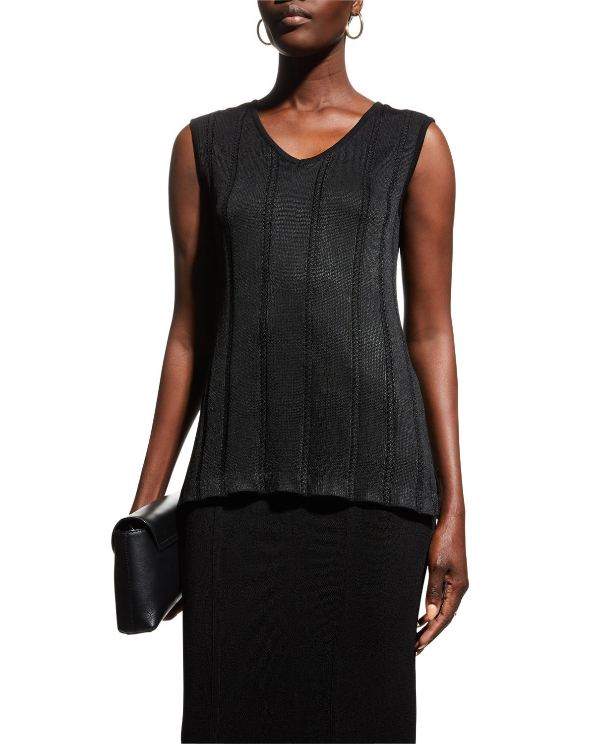 Cable-Knit V-Neck Knit Tank