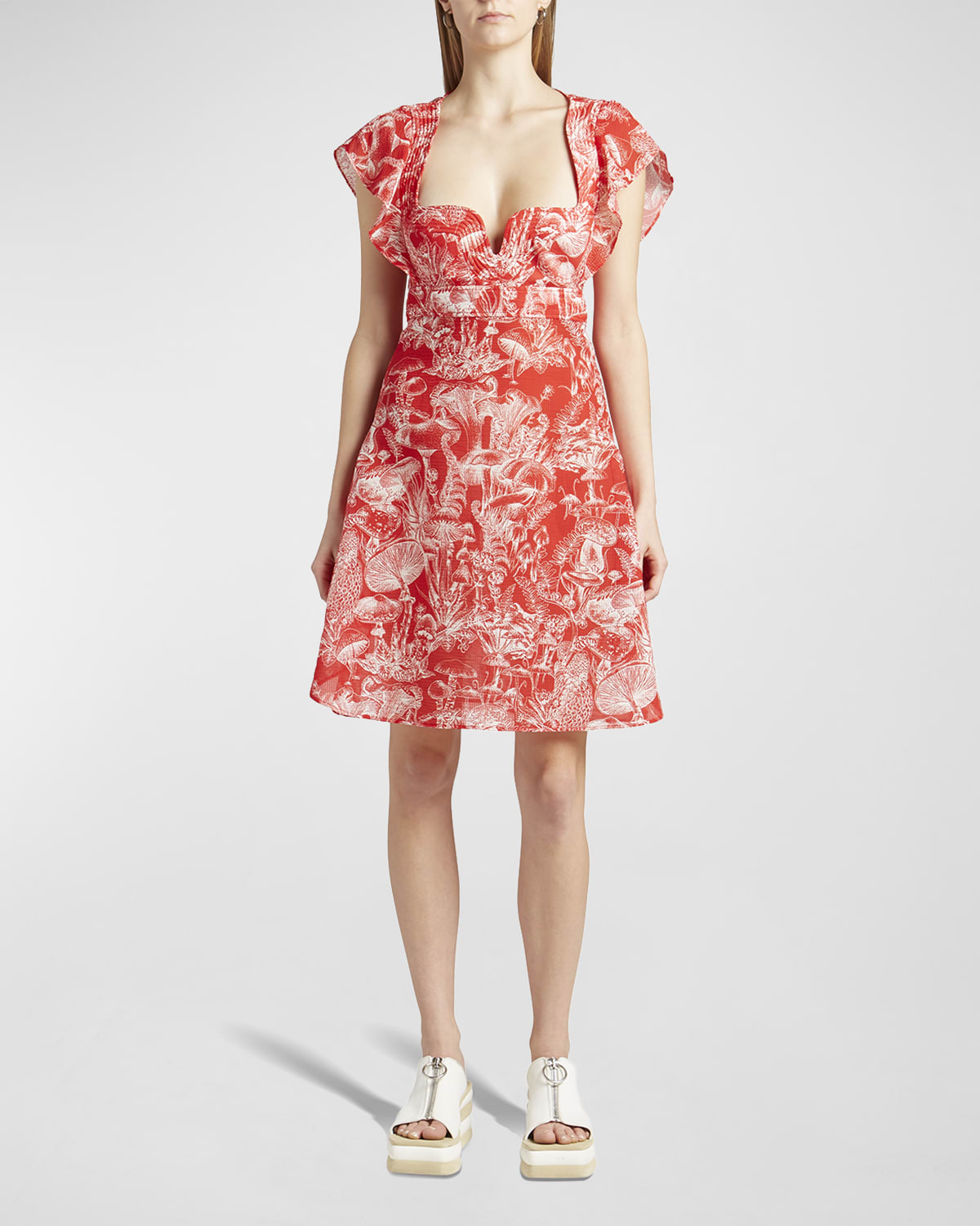Stella McCartney MushroomPrint Silk Midi Dress Neiman Marcus
