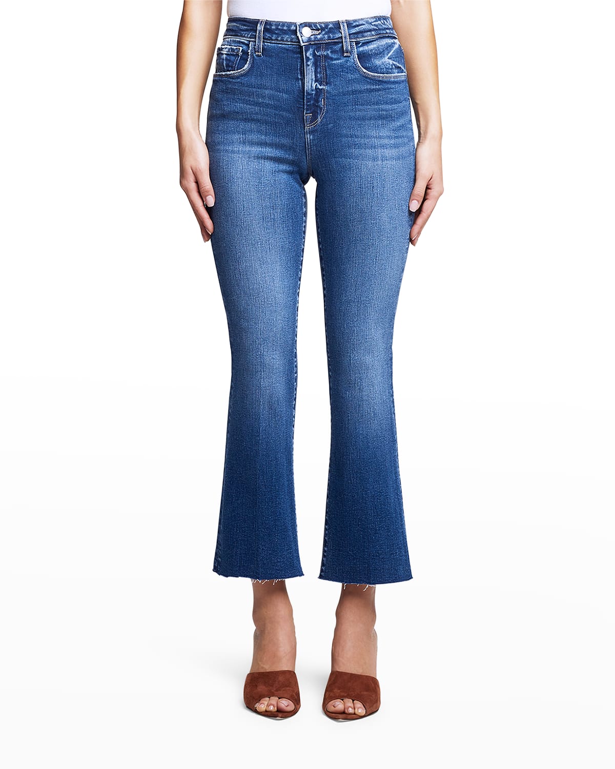 L'Agence Kendra High-Rise Crop Flare Jeans | Neiman Marcus