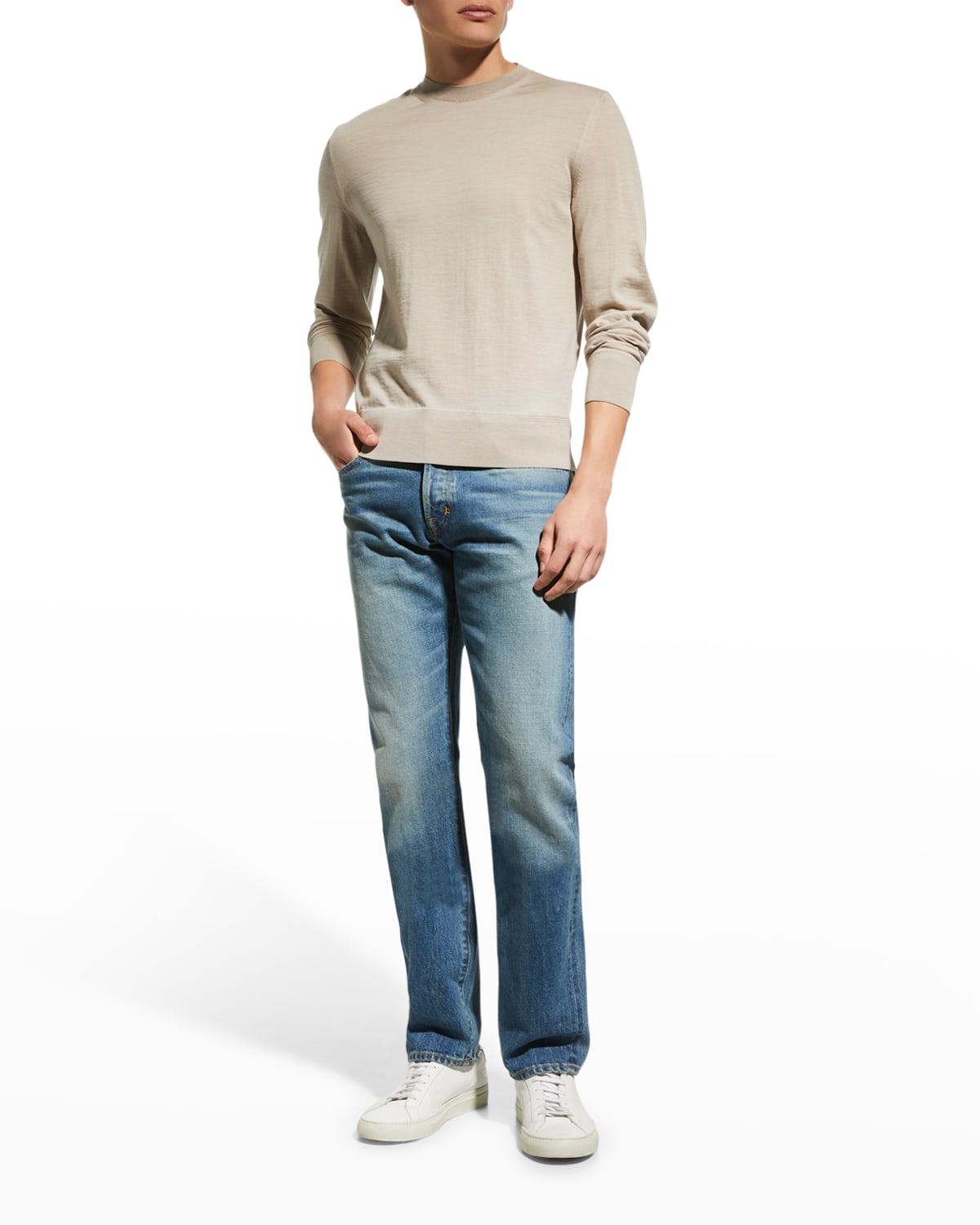 TOM FORD Men's Wool-Silk Knit Crewneck Sweater | Neiman Marcus