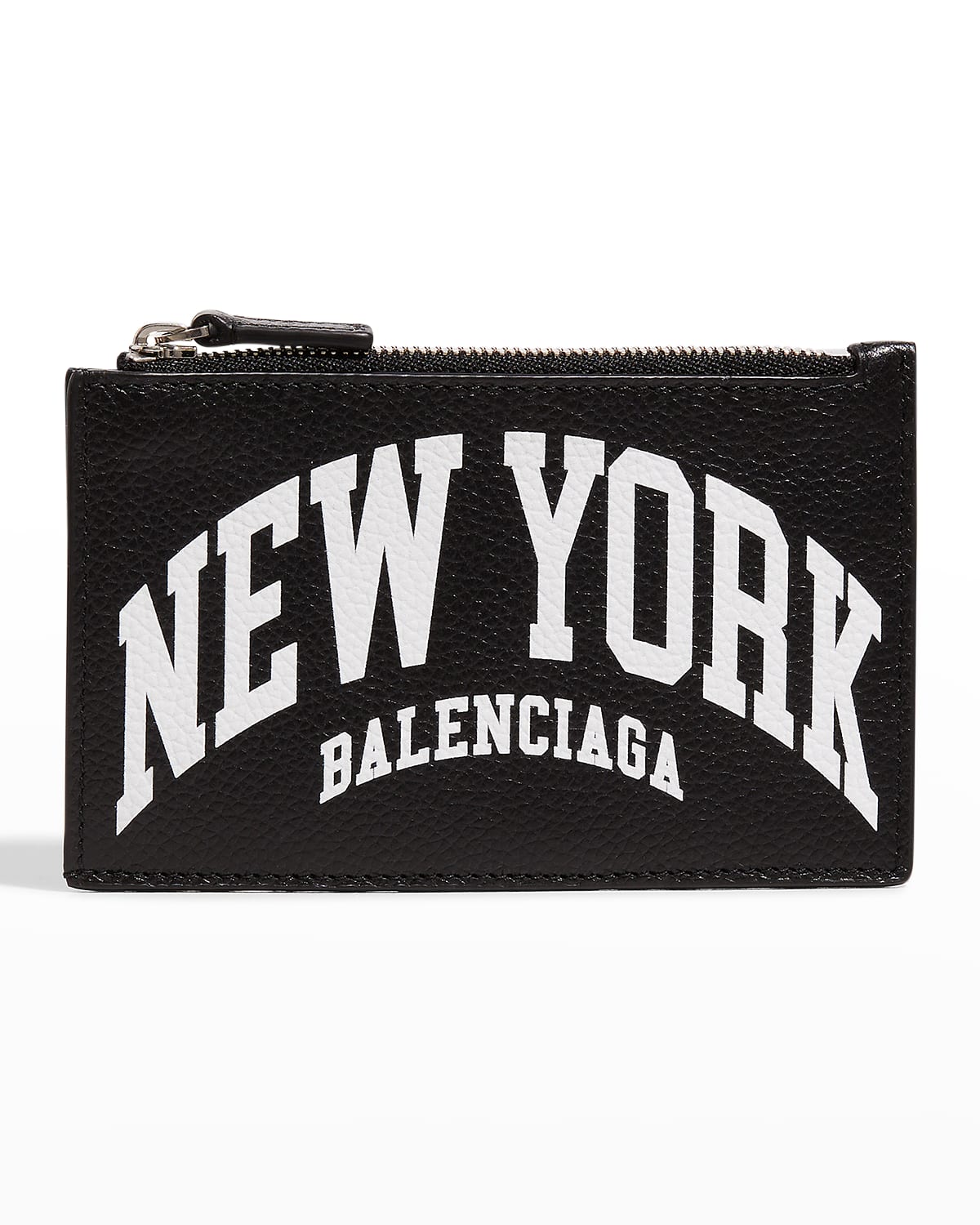 Balenciaga New York Logo Zip Leather Wallet | Neiman Marcus