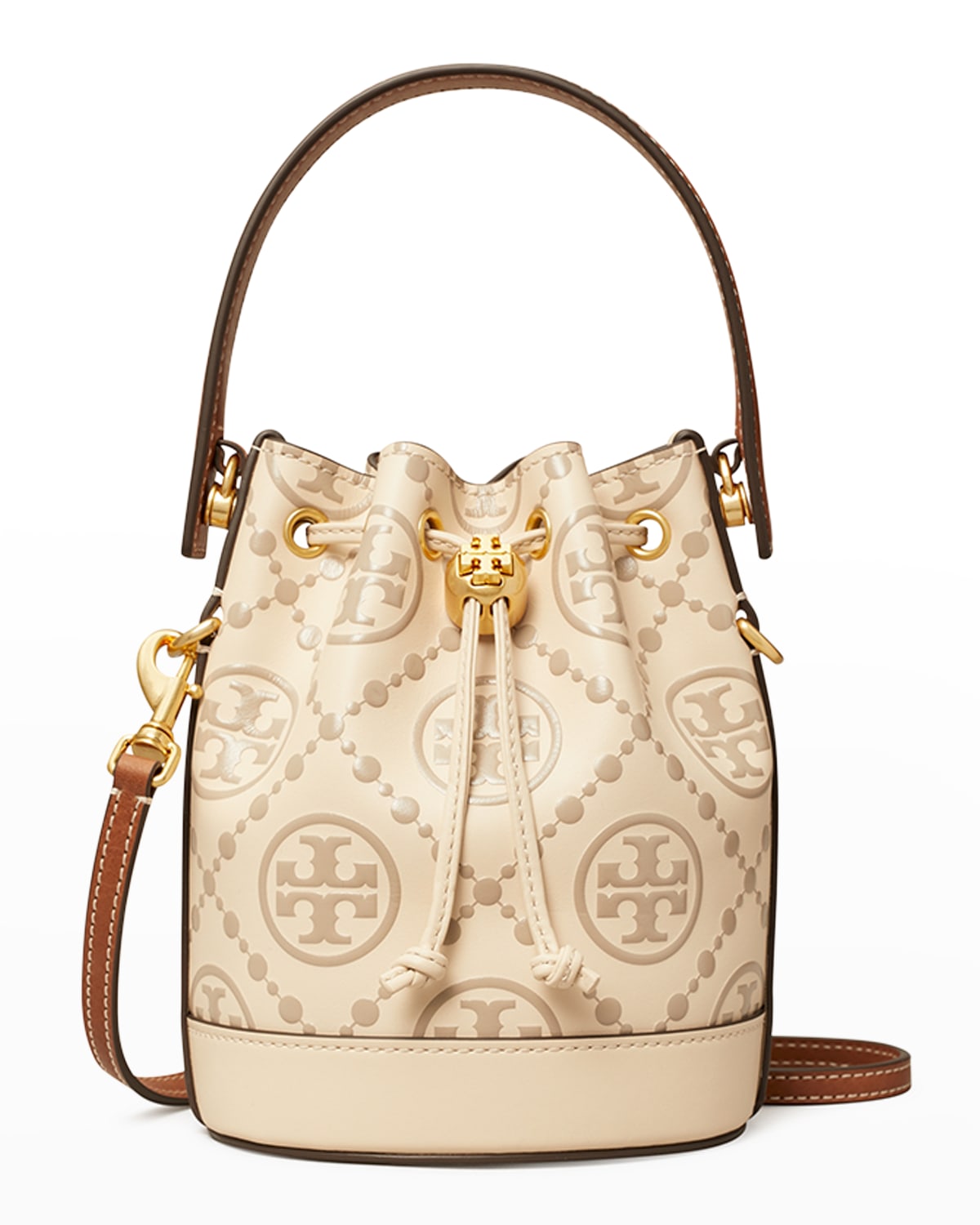 Tory Burch T Monogram Raffia Bucket Bag | Neiman Marcus