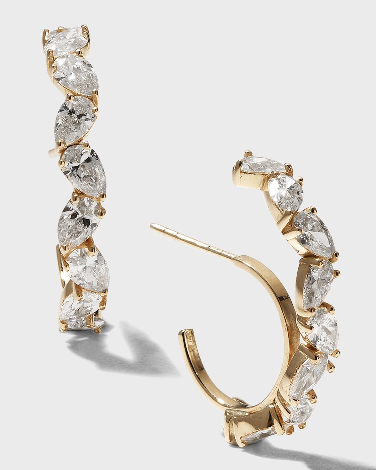LANA Zig Zag Pear Diamond Huggie Earrings | Neiman Marcus