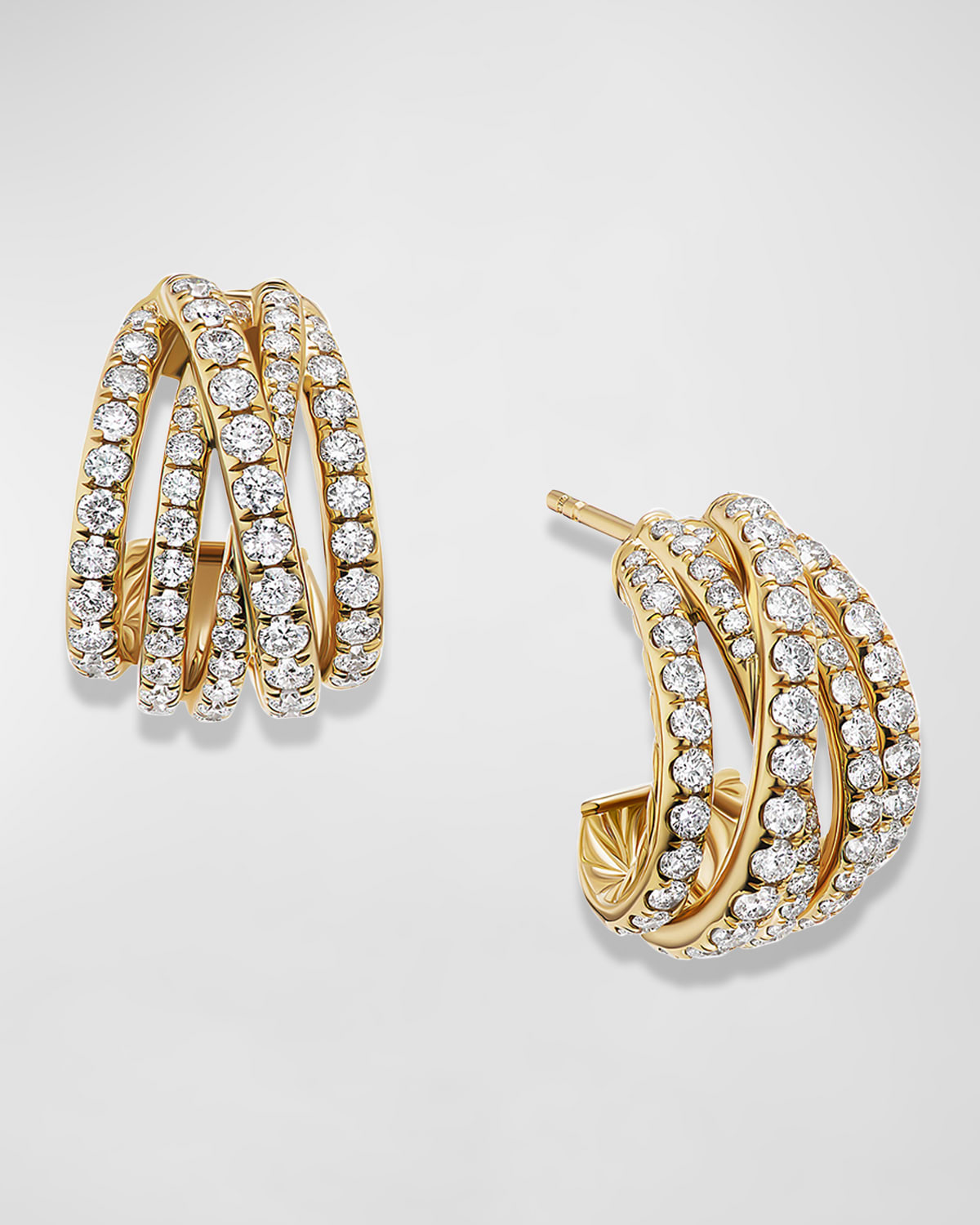 David Yurman Pave Crossover Hoop Earrings with Diamonds in 18K Gold ...
