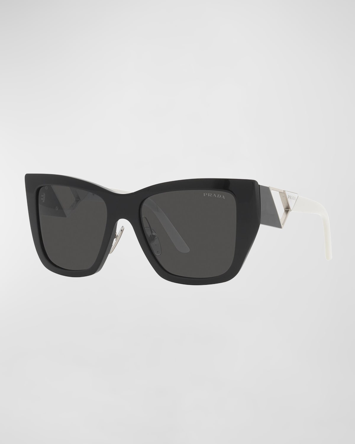Prada Triangle Logo Square Acetate & Metal Sunglasses Neiman Marcus