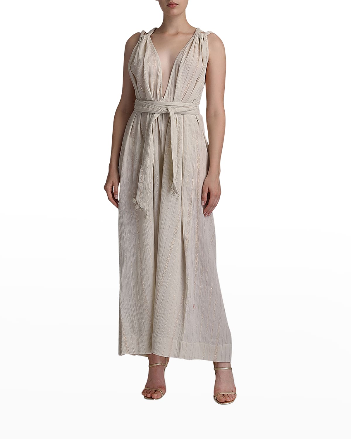 Flora Bella Las Canadas Floral Eyelet Belted Wrap Maxi Dress Neiman