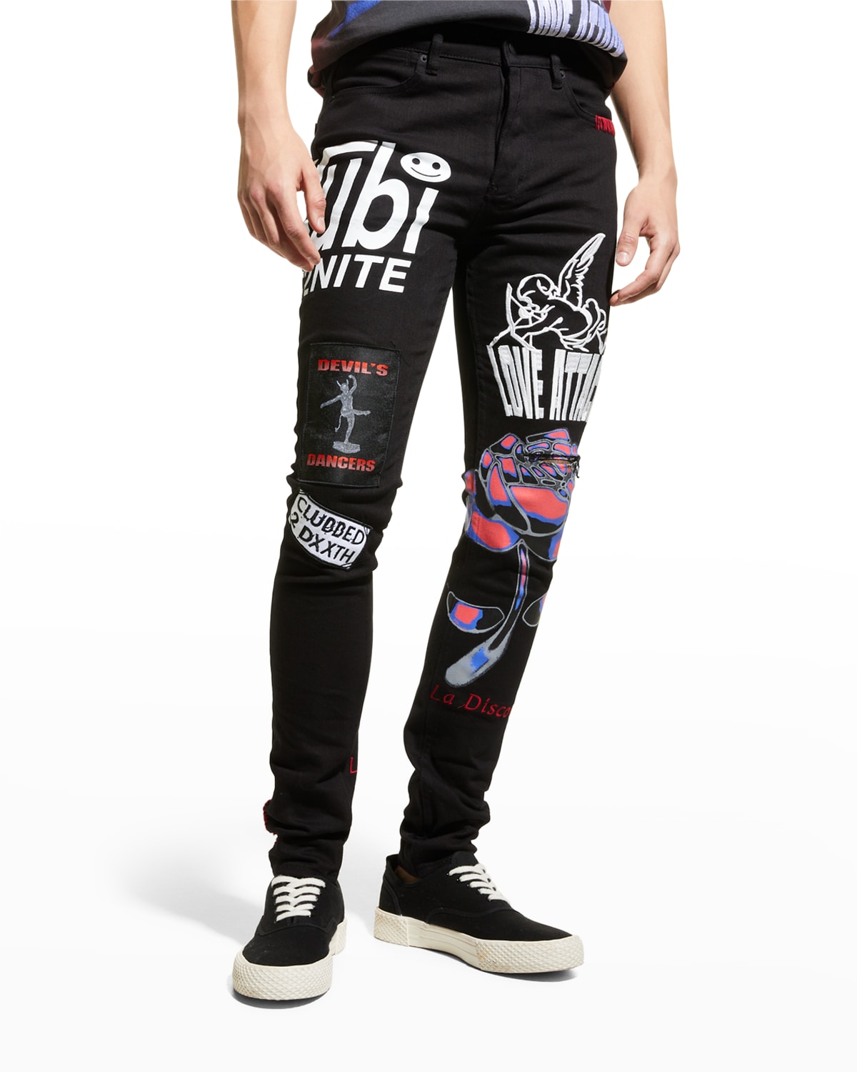 graphic skinny jeans