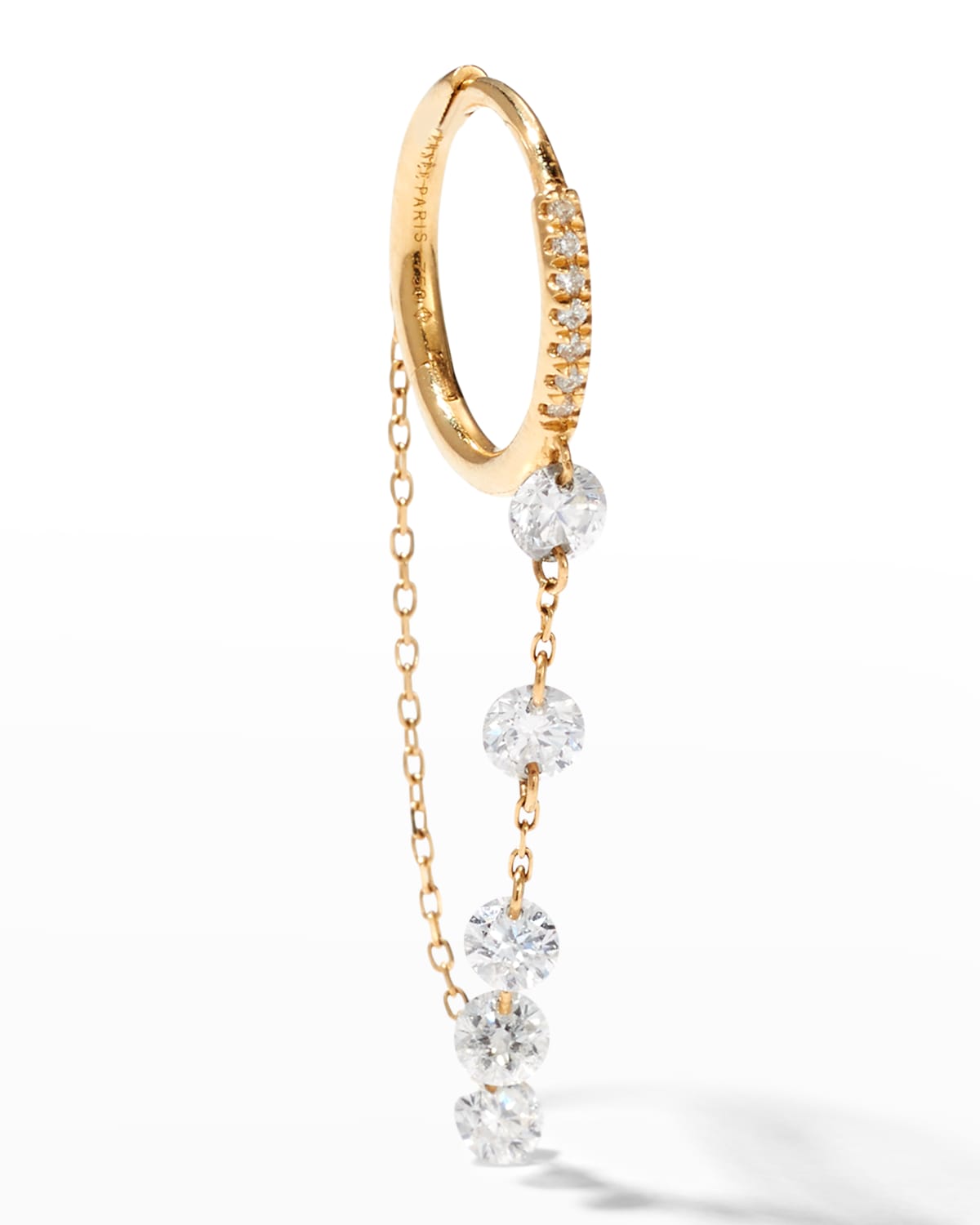 Persee 3Diamond Chain Small Pave Hoop Earring, Single Neiman Marcus