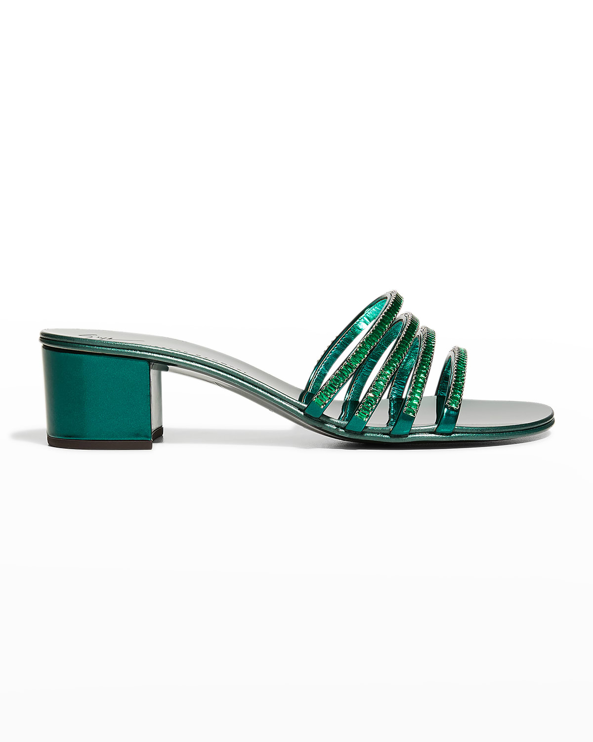 Giuseppe Zanotti Crystal Suede Dual-Band Slide Sandals | Neiman Marcus