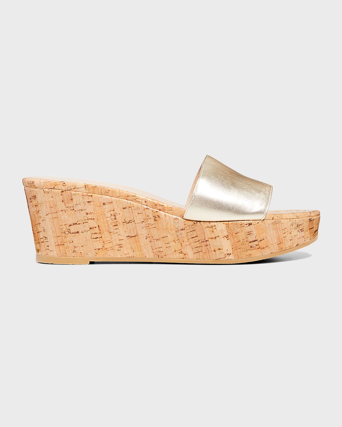 Bernardo Kennedy Metallic Cork Wedge Sandals Neiman Marcus