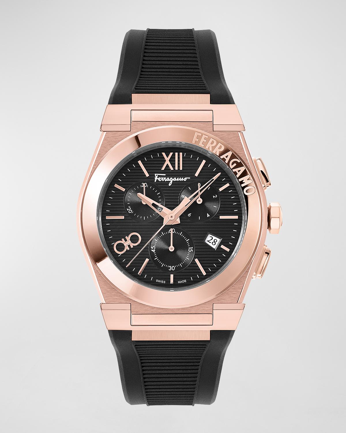 FERRAGAMO Men's Vega Chrono IP Rose Gold Watch, 42mm | Neiman Marcus