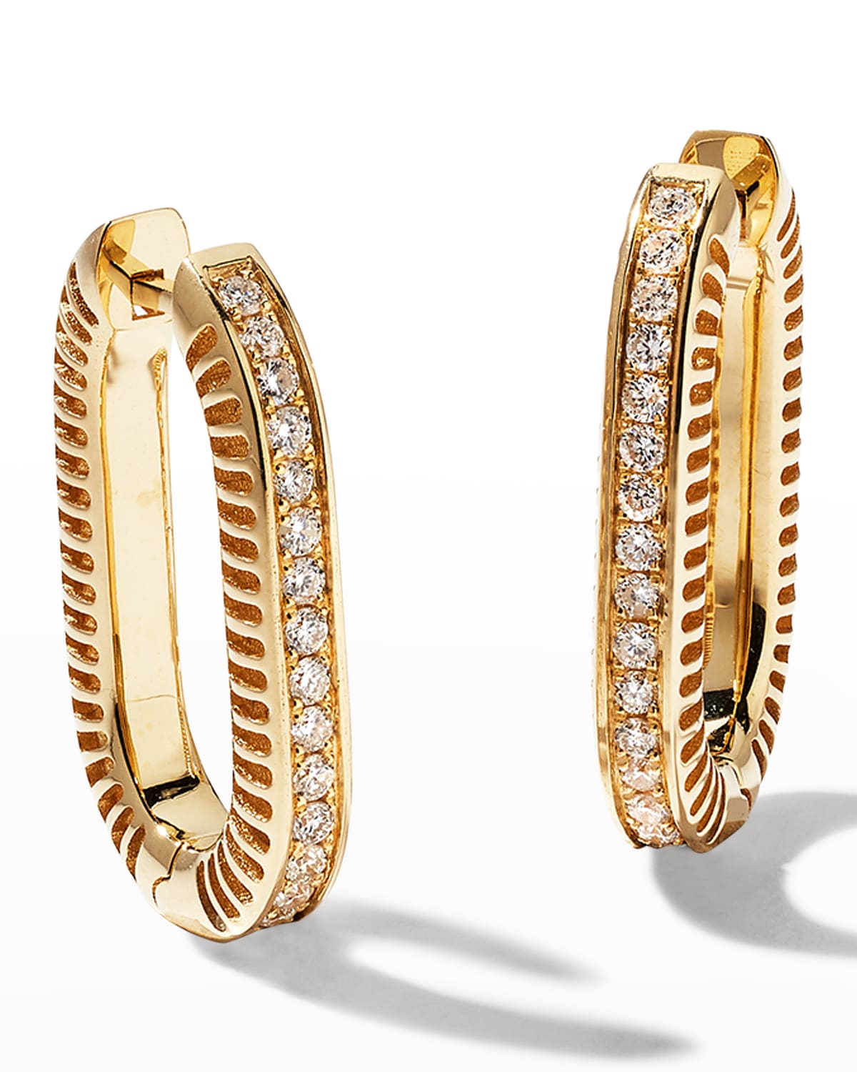 L'ATELIER NAWBAR Yellow Gold and Diamond Cosmic Rays Hoop Earrings