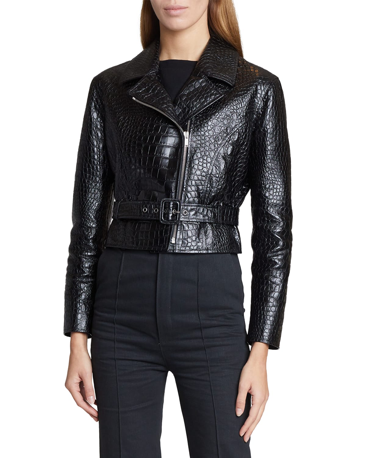 Vince Zip-Front Leather Moto Jacket | Neiman Marcus