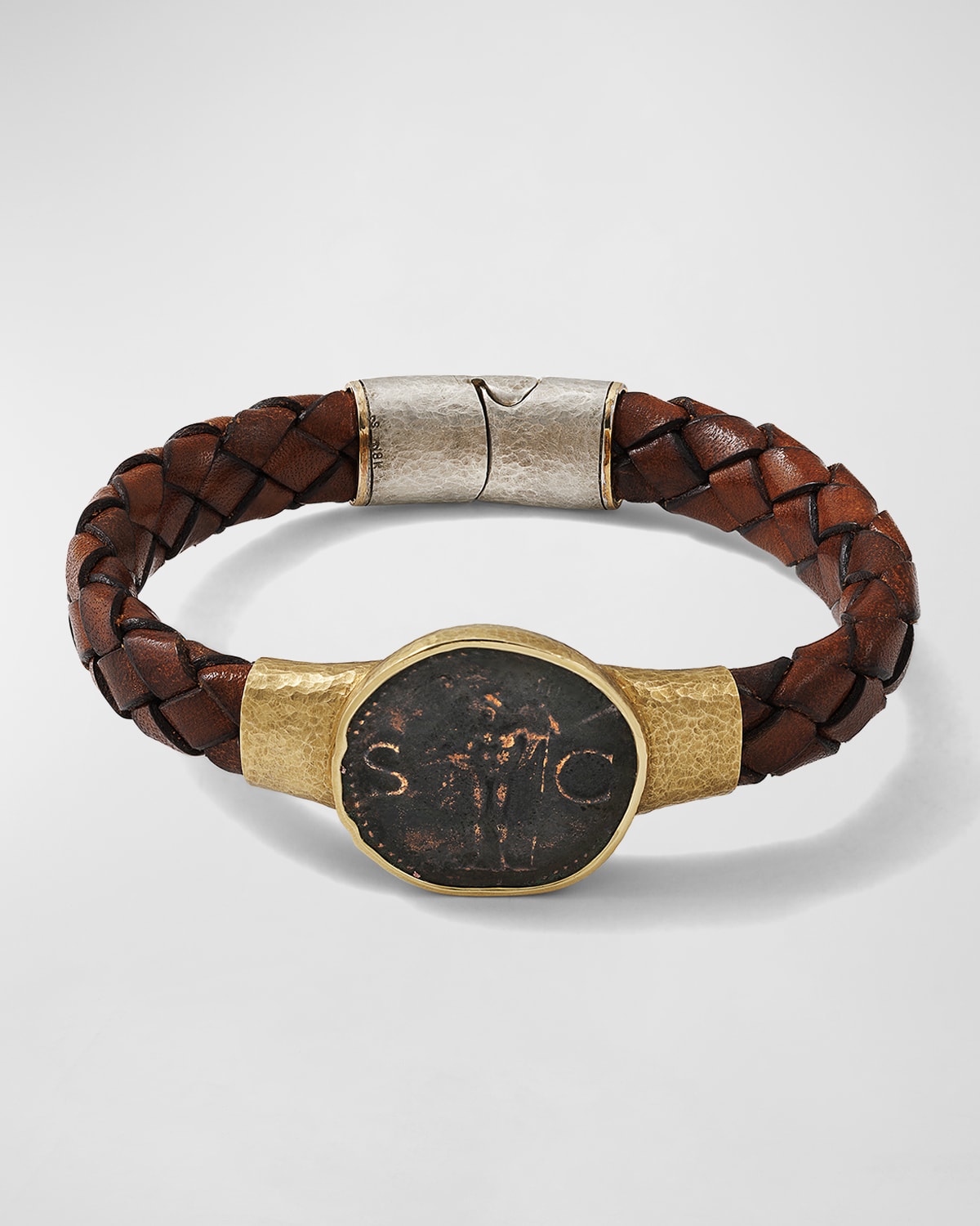 Adeler Men's Ancient Coin Braided Leather Bracelet