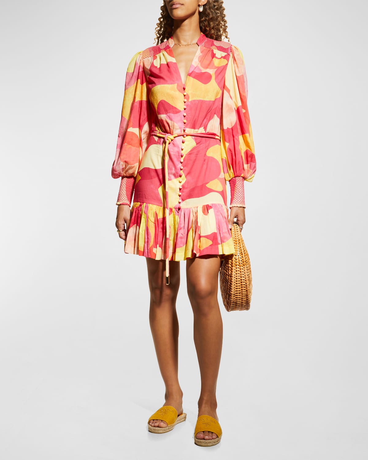 REBECCA VALLANCE Santiago Long-Sleeve Mini Dress | Neiman Marcus