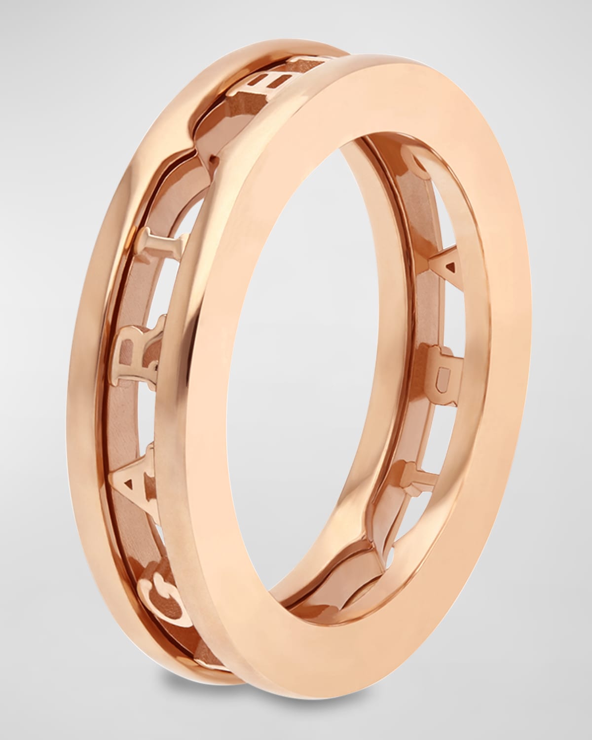 BVLGARI B.Zero1 18k Rose Gold 1-Band Ring With Diamond Sides, Size 54 ...