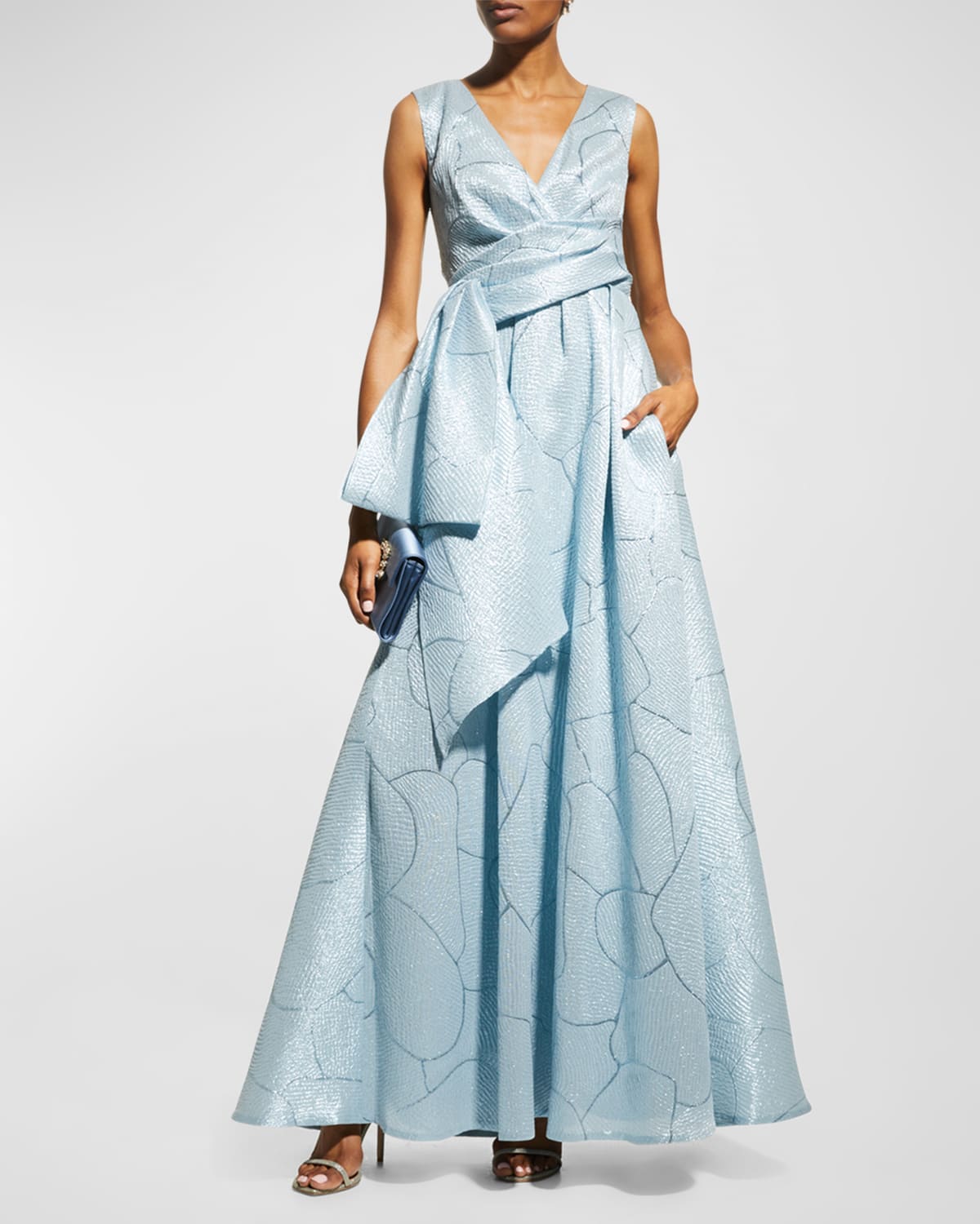 Halston Juliet Strapless Metallic Plisse Gown | Neiman Marcus