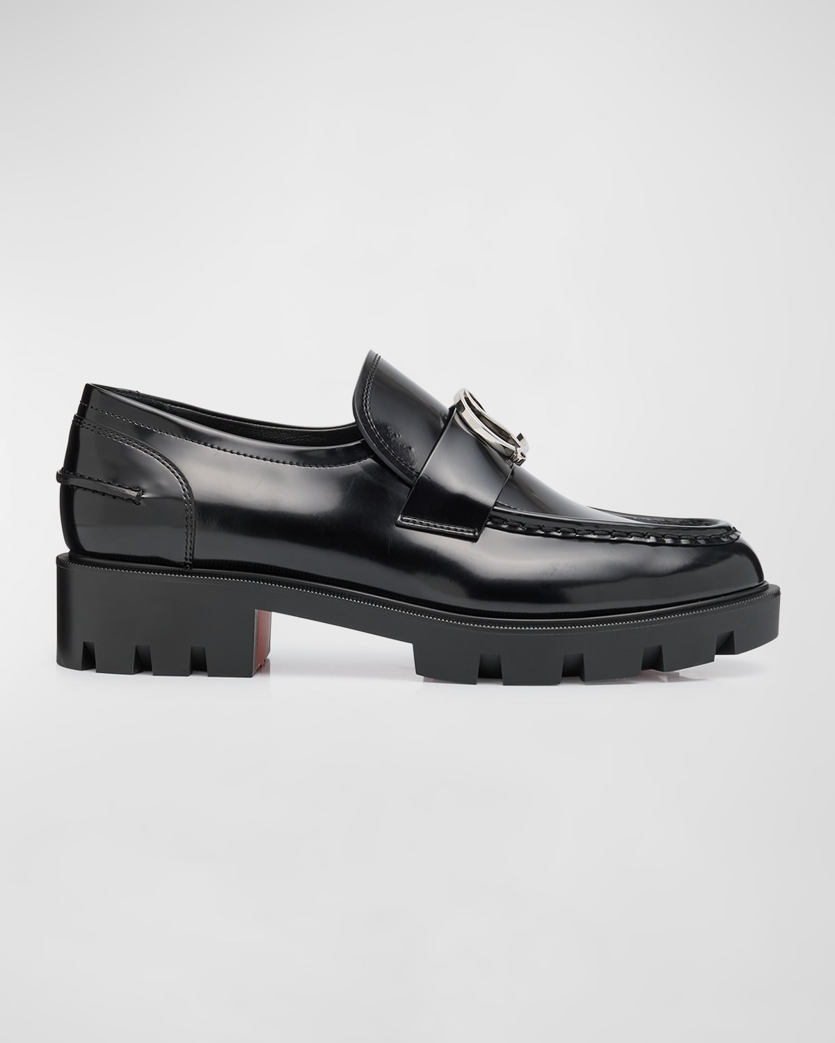 Christian Louboutin Patent Medallion Red Sole Loafers | Neiman Marcus