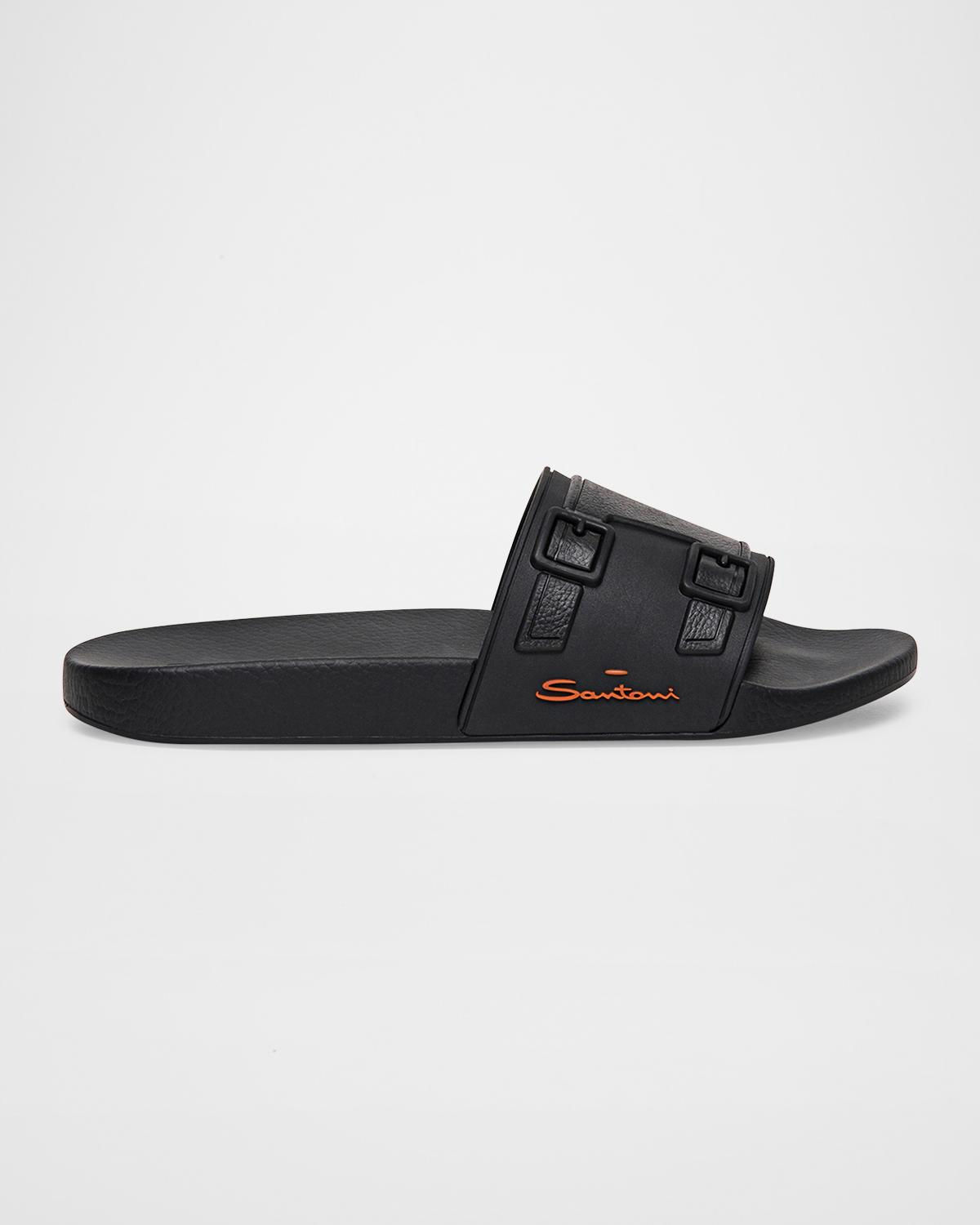 Santoni Men\'s Edison Rubber Double Buckle Style Slidess‎ – UK 8 / US 9 / EU 42 Santoni Double Buckle Shoes Shop Online – Santoni – Luxury  main image 4