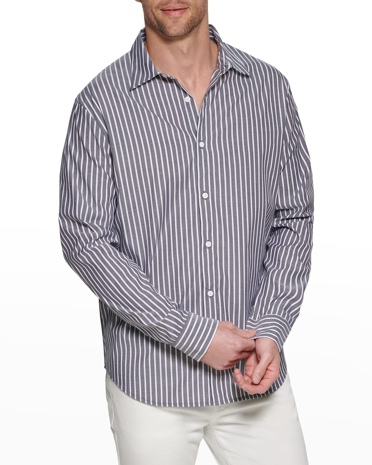 Golden Goose Men's Striped Sport Shirt | Neiman Marcus