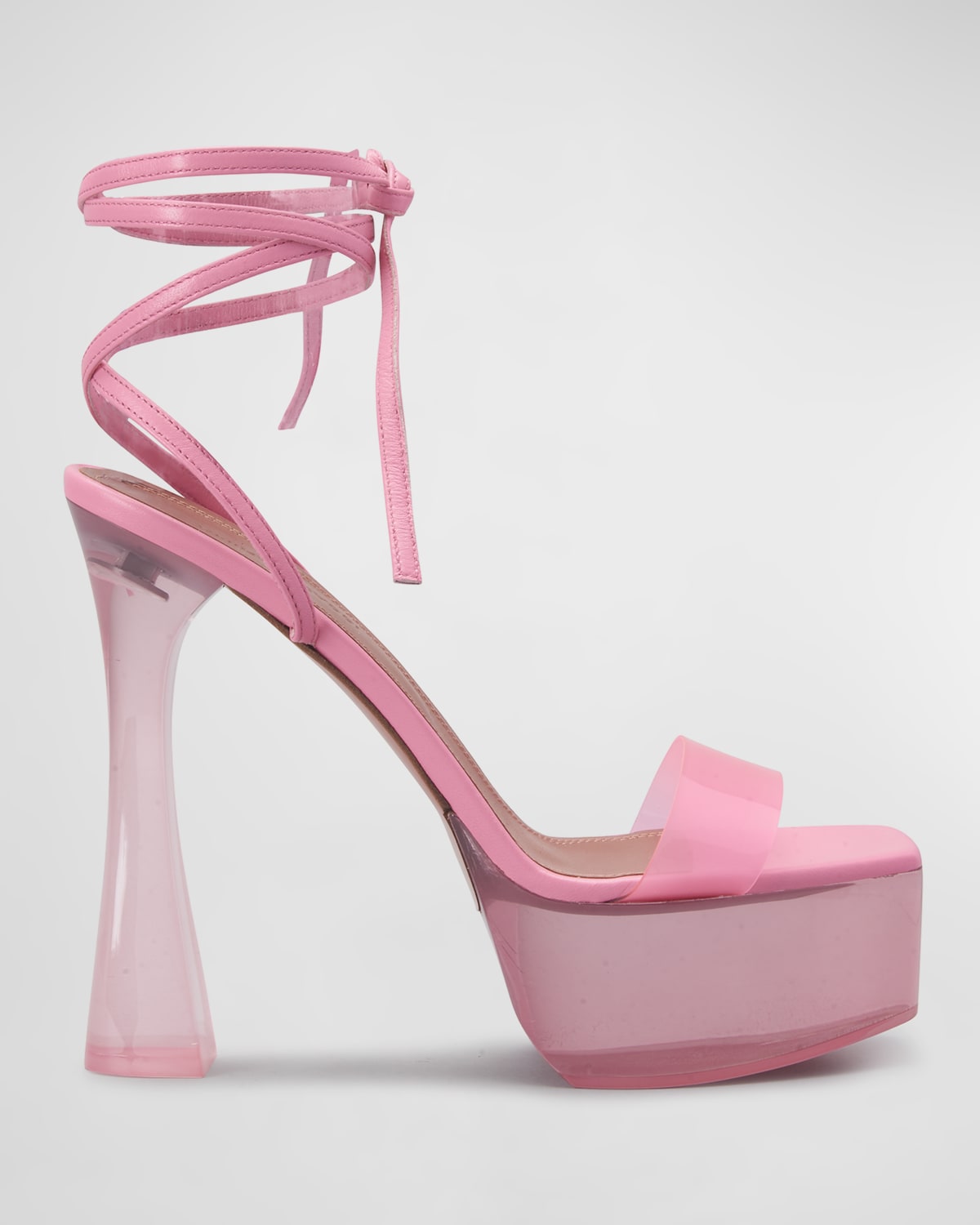 Amina Muaddi Sita Suede Ankle-Wrap Platform Sandals | Neiman Marcus