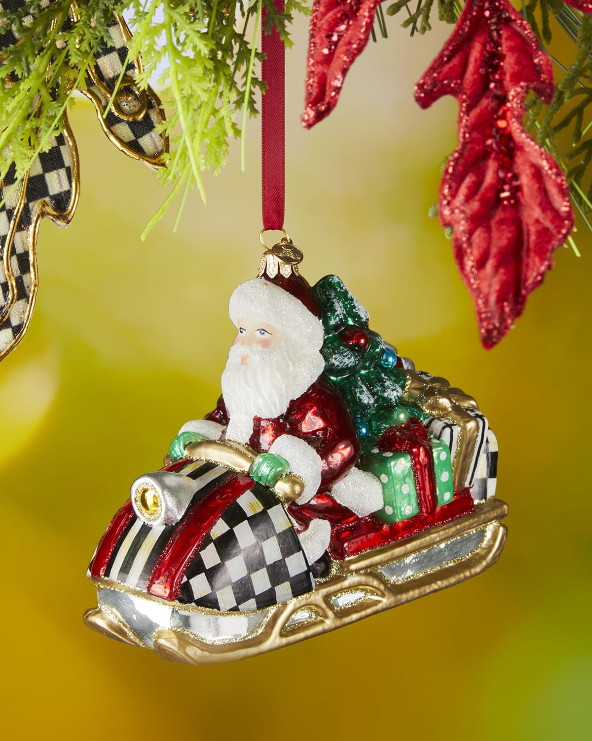 Mackenzie Childs -  Front Door Santa Glass Ornament