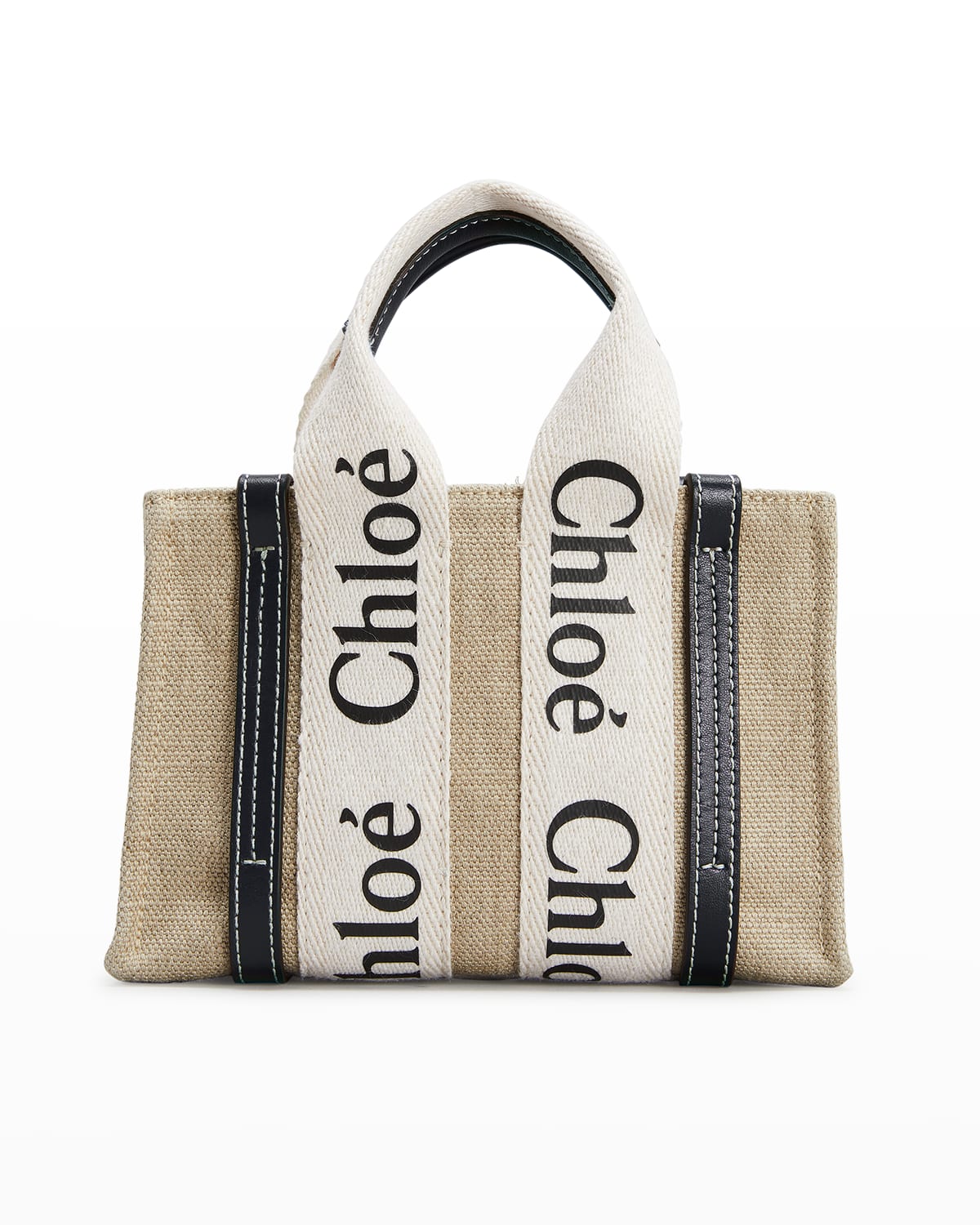 Chloe Woody Large Linen Tote Bag | Neiman Marcus